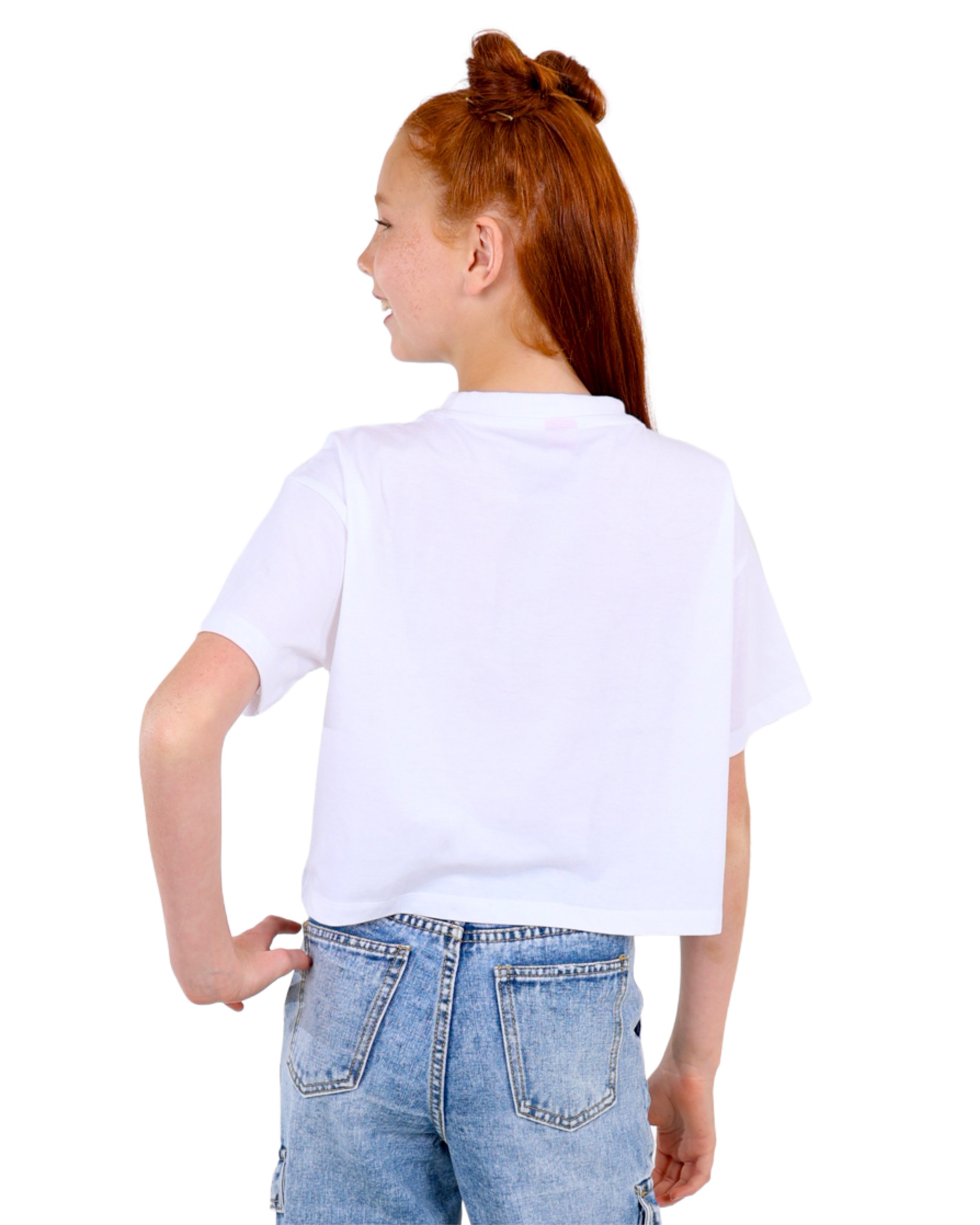 Short Sleeve Embossed Dream Crop Top