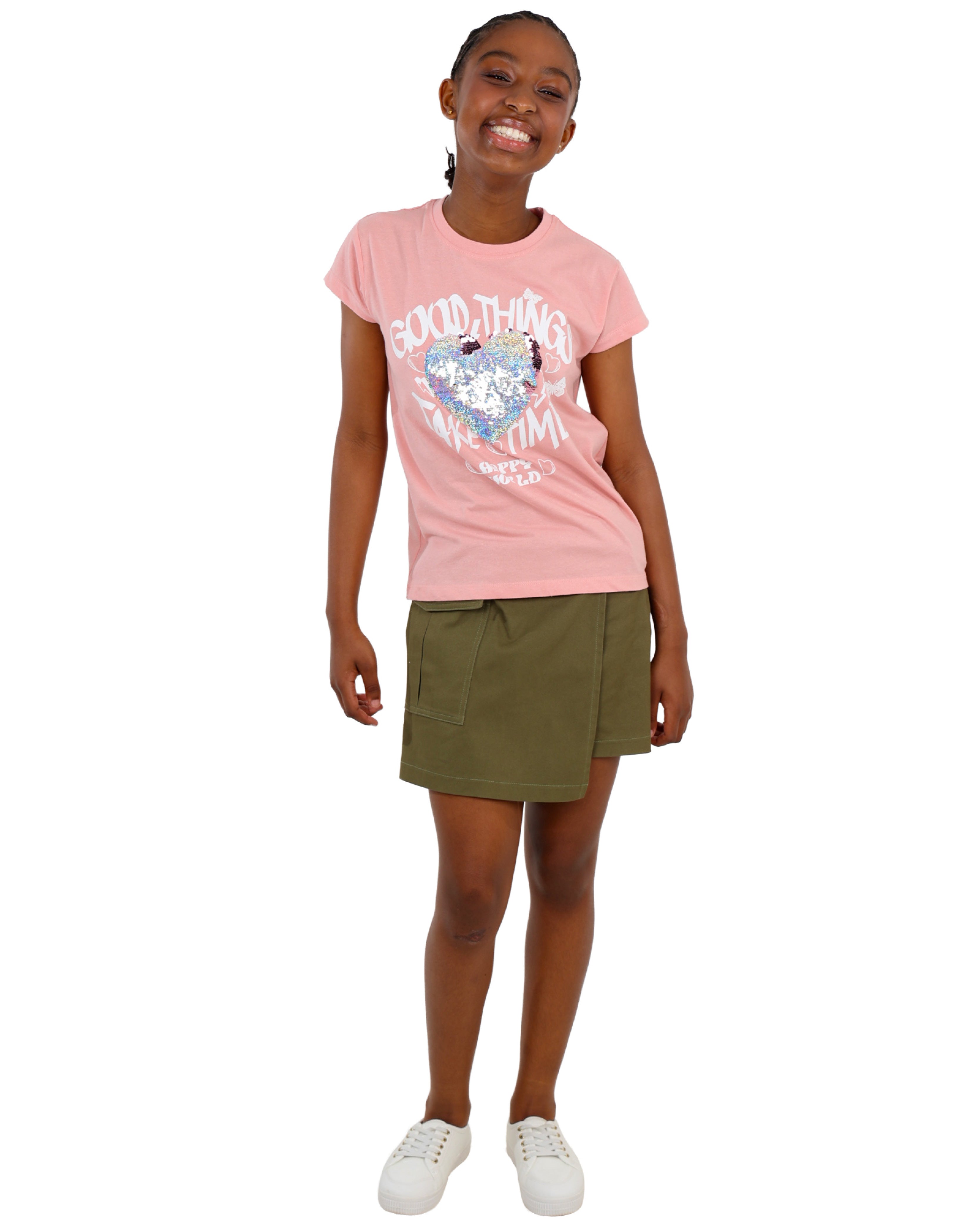 Short Sleeve Sequin Heart T-Shirt