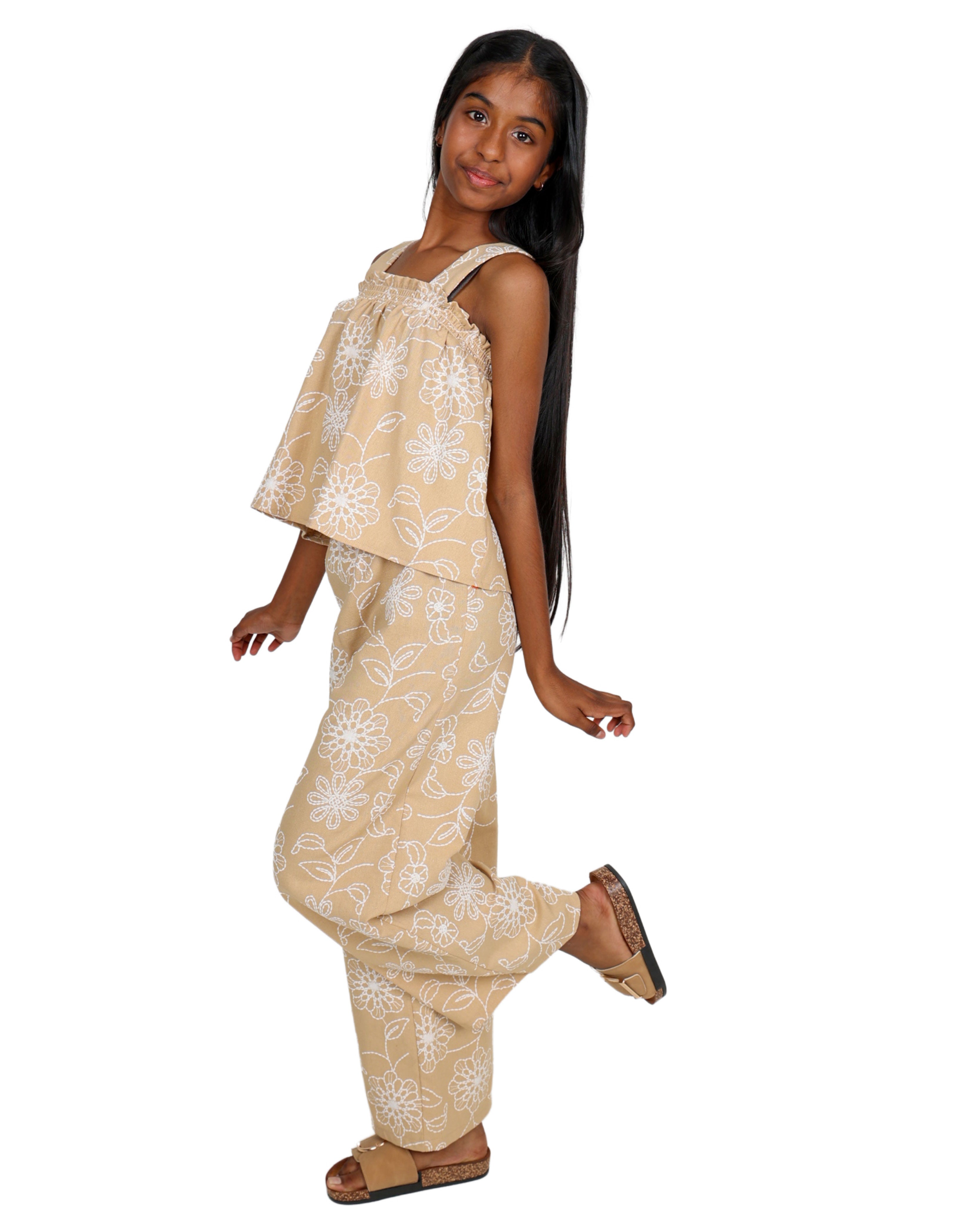 Floral Print Strappy Crop Top & Pants Set