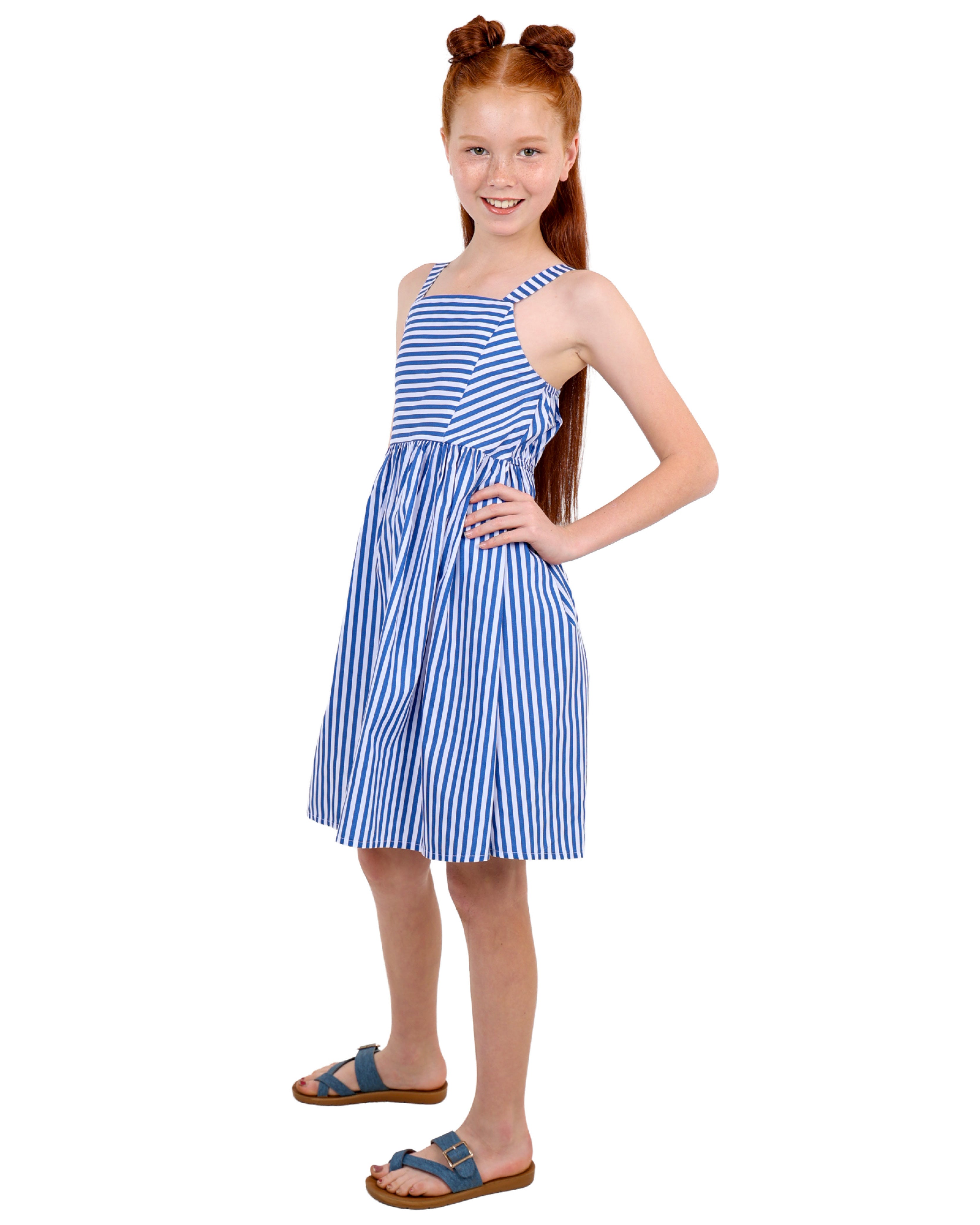 Strappy Knee Length Striped Dress