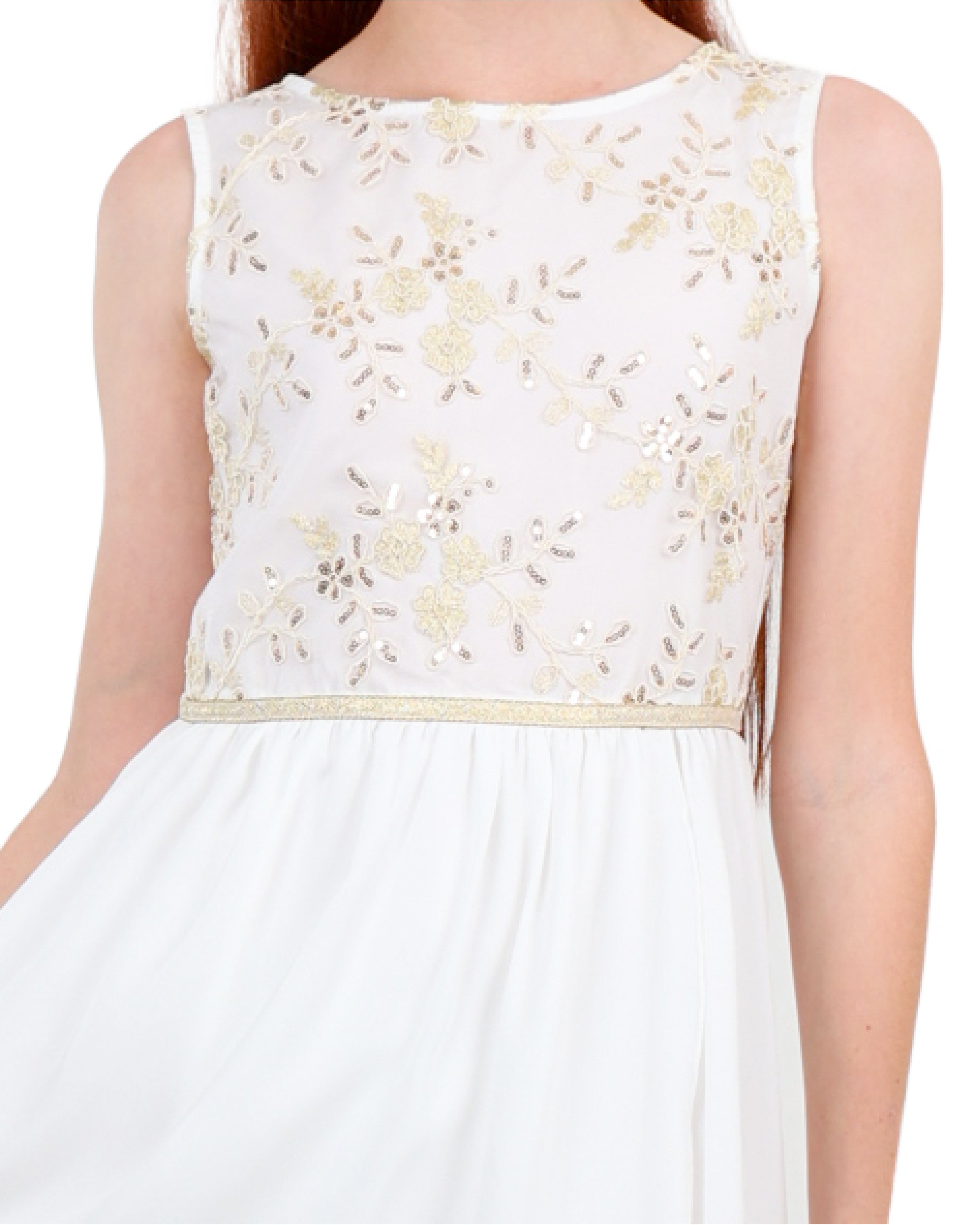 Sleeveless High Low Lace Detail Party Dress