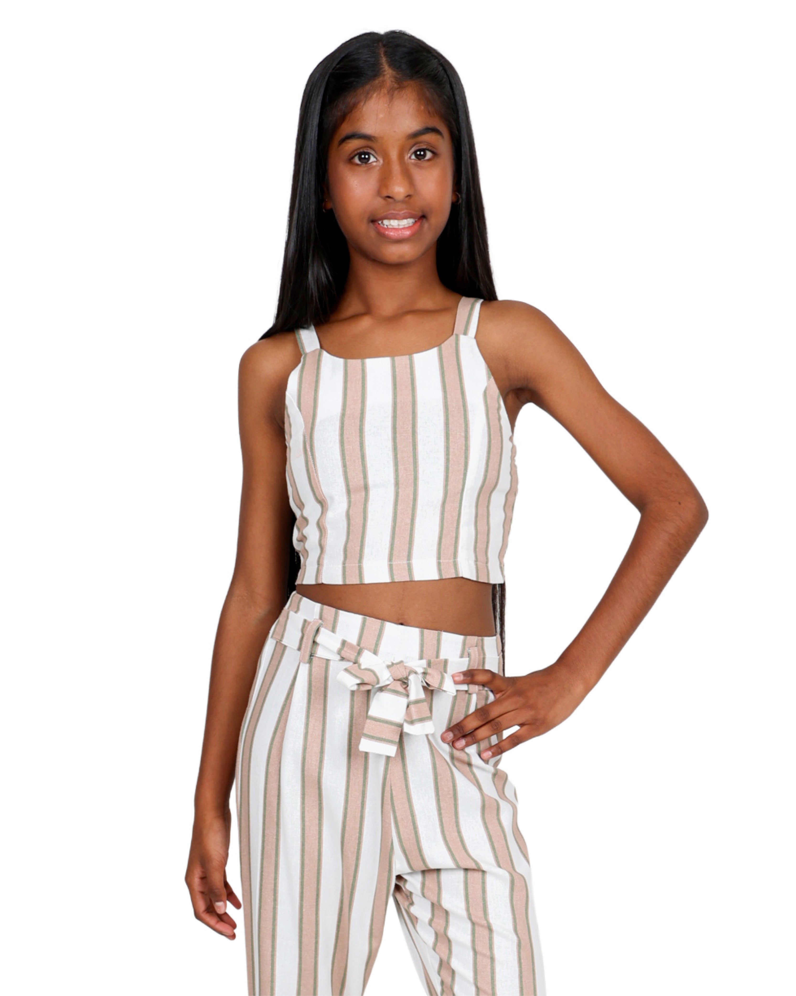 Strappy Striped Crop Top