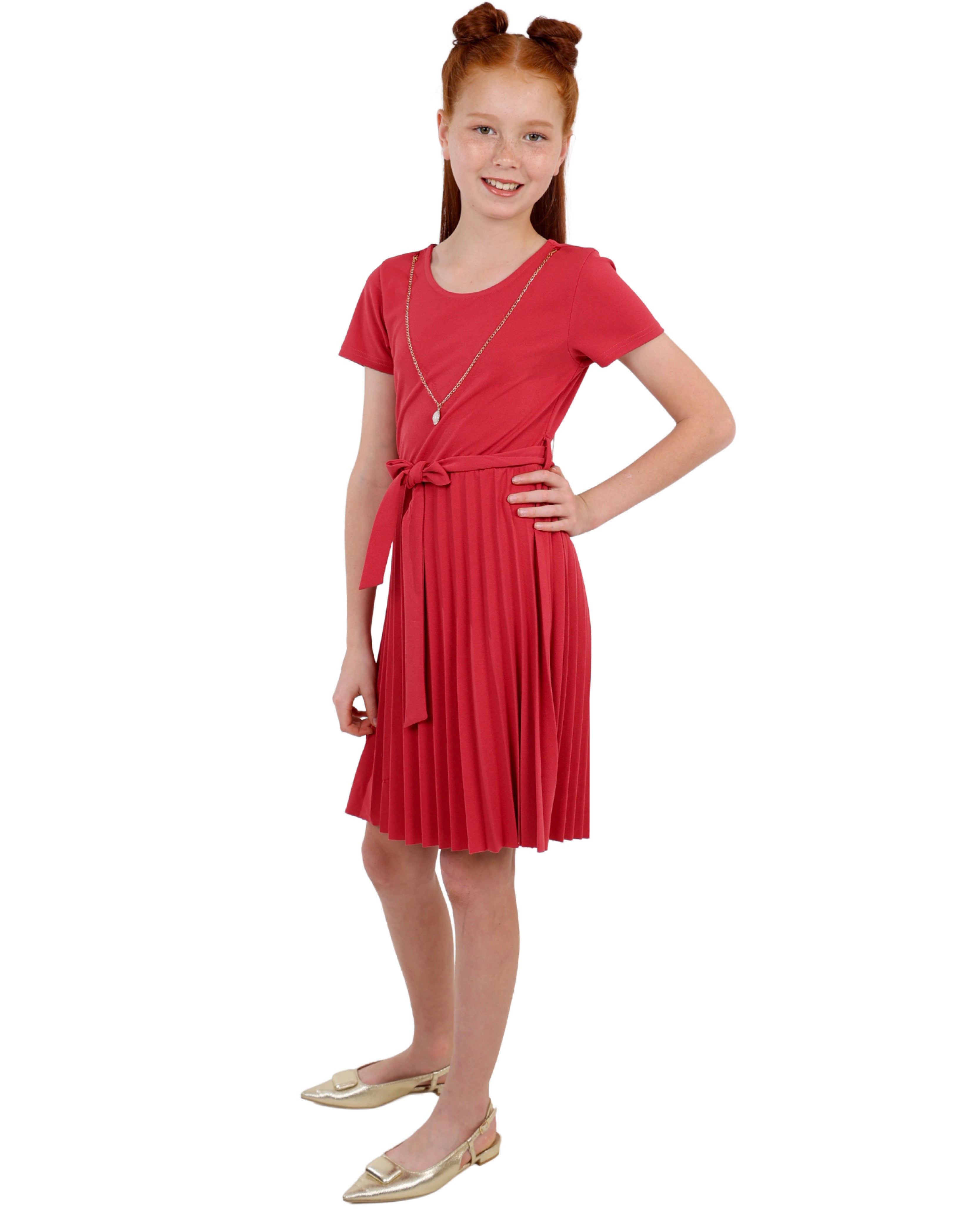 Short Sleeve Pleated Dress