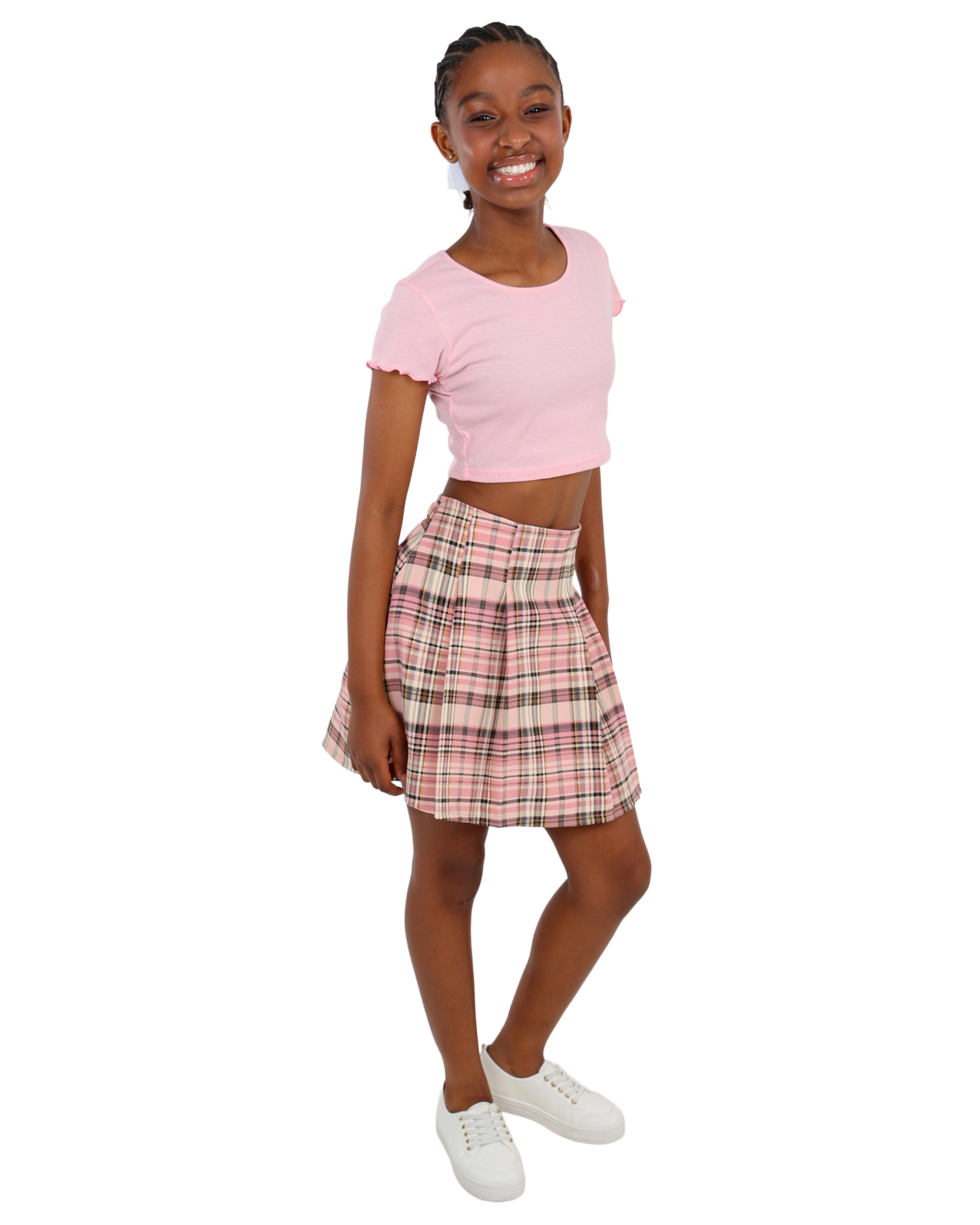 Pleated Check Mini Tennis Skirt