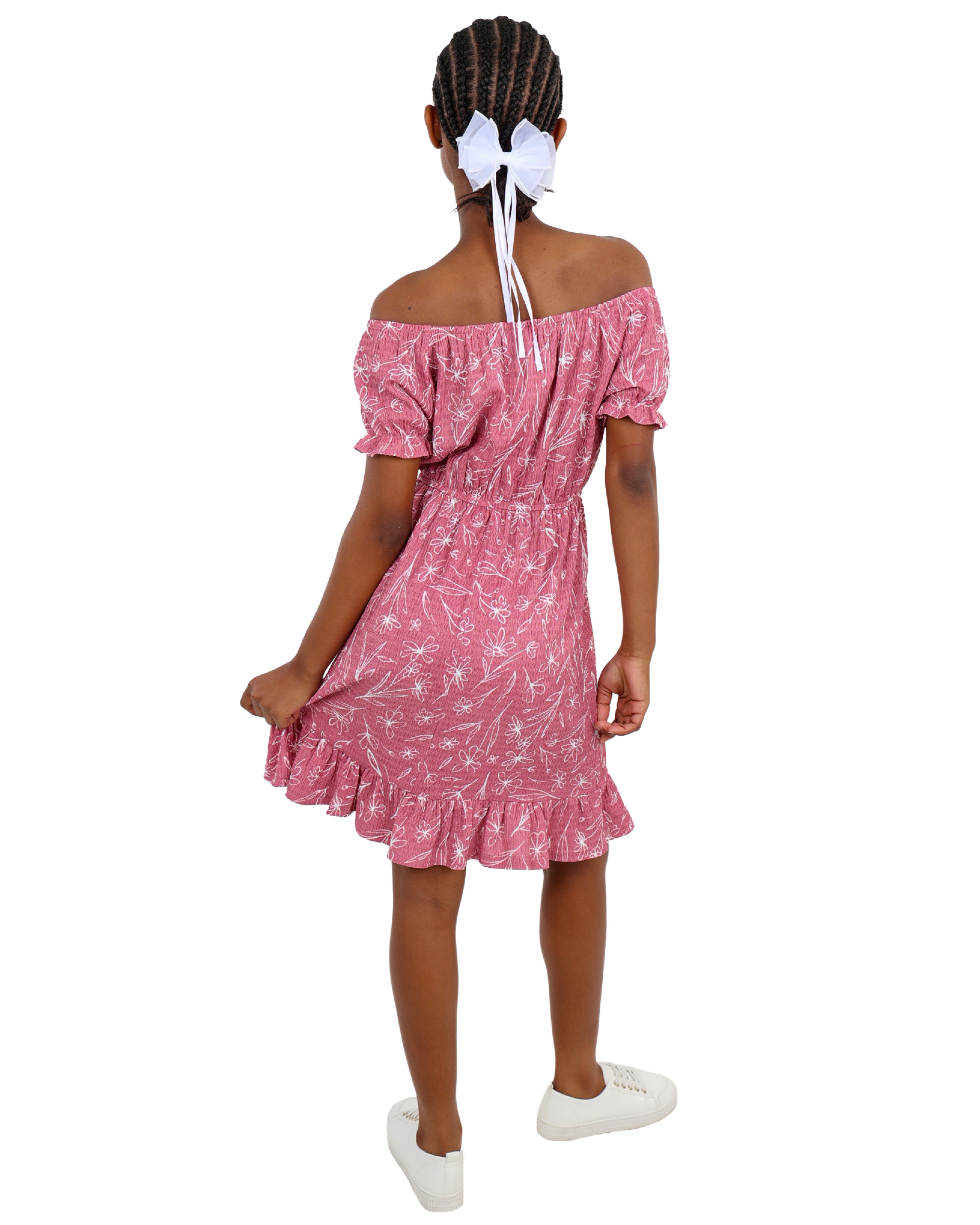 Elasticated Short Sleeve Floral Print Dress