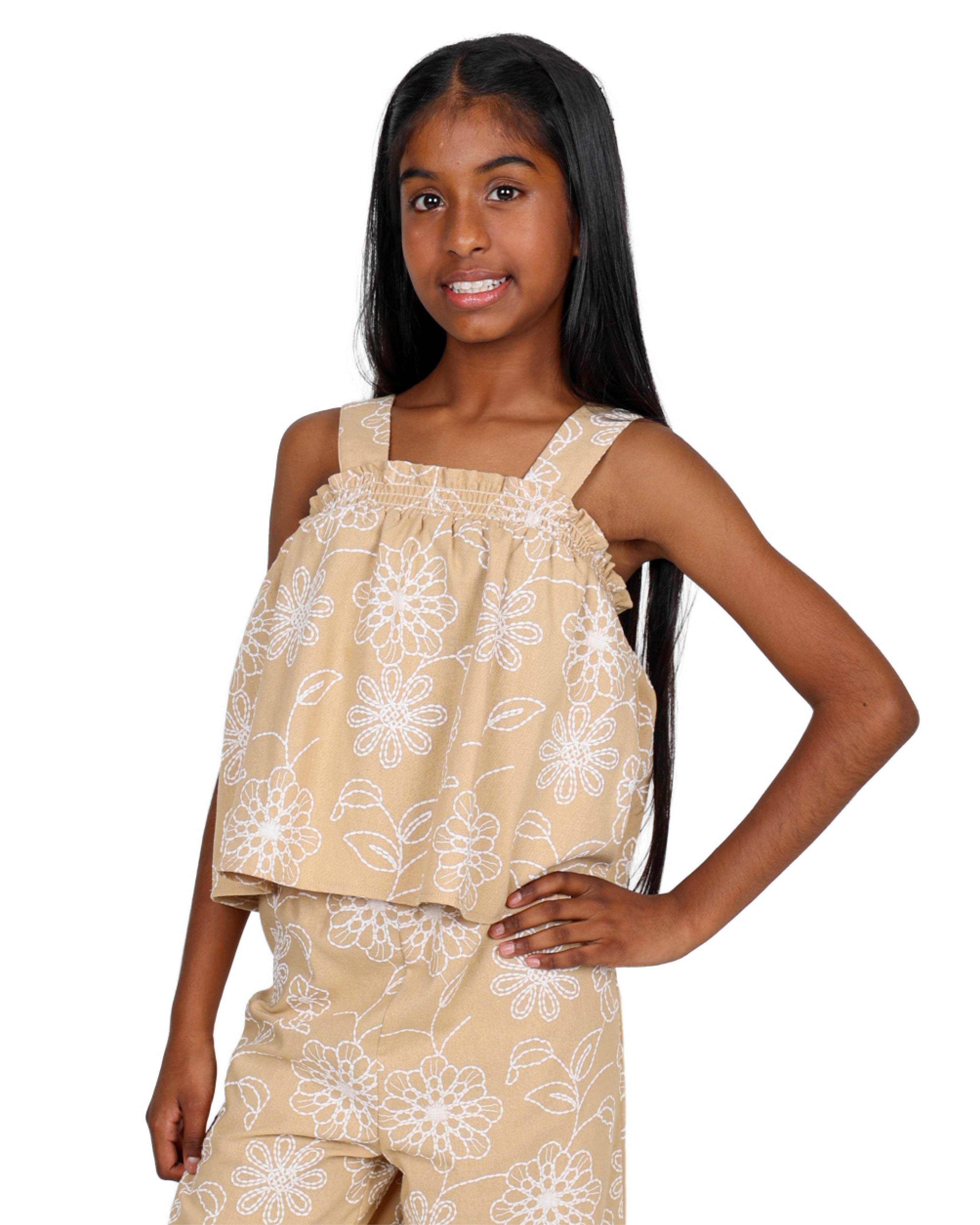 Floral Print Strappy Crop Top & Pants Set