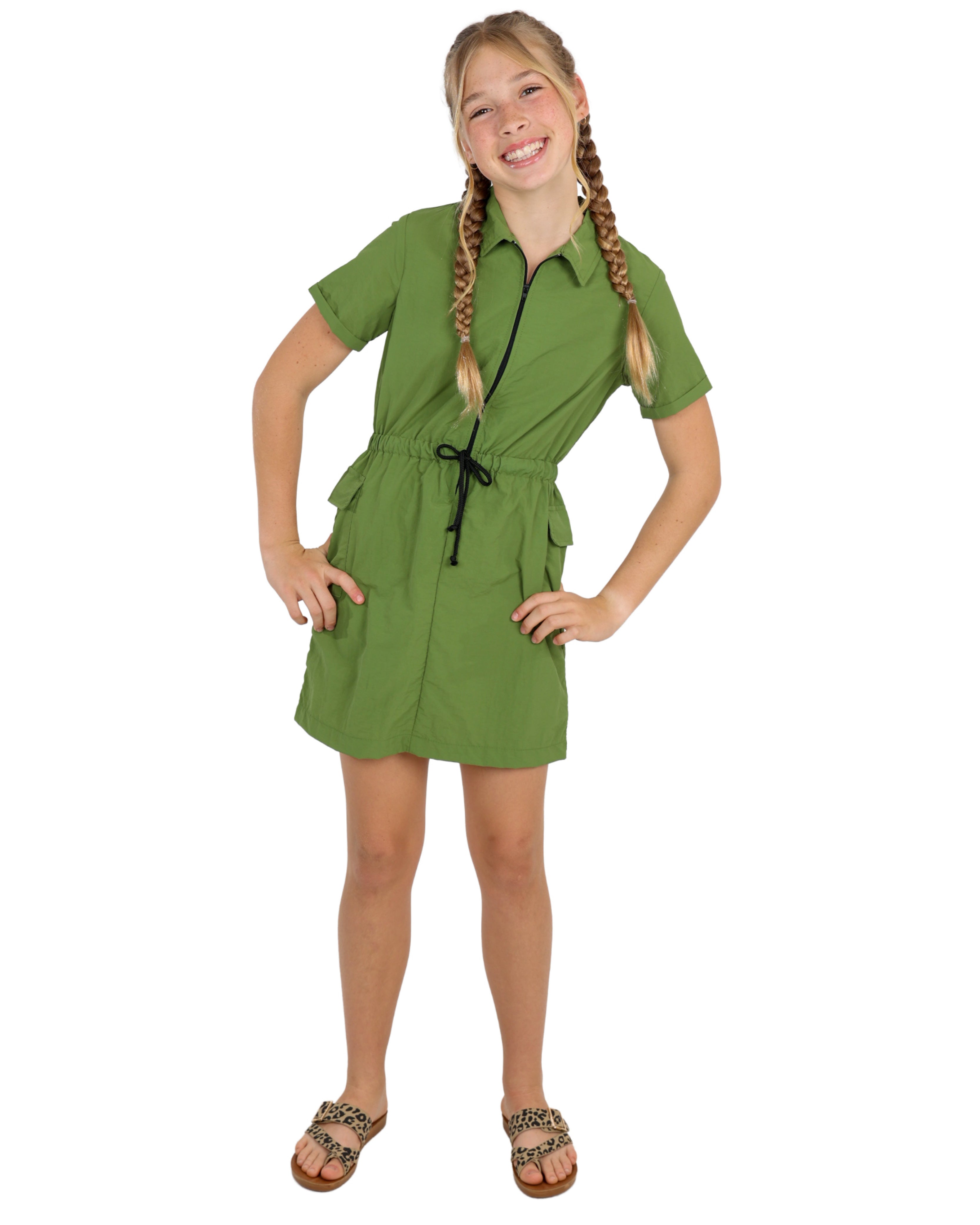 Short Sleeve Utility Style Cargo Dress