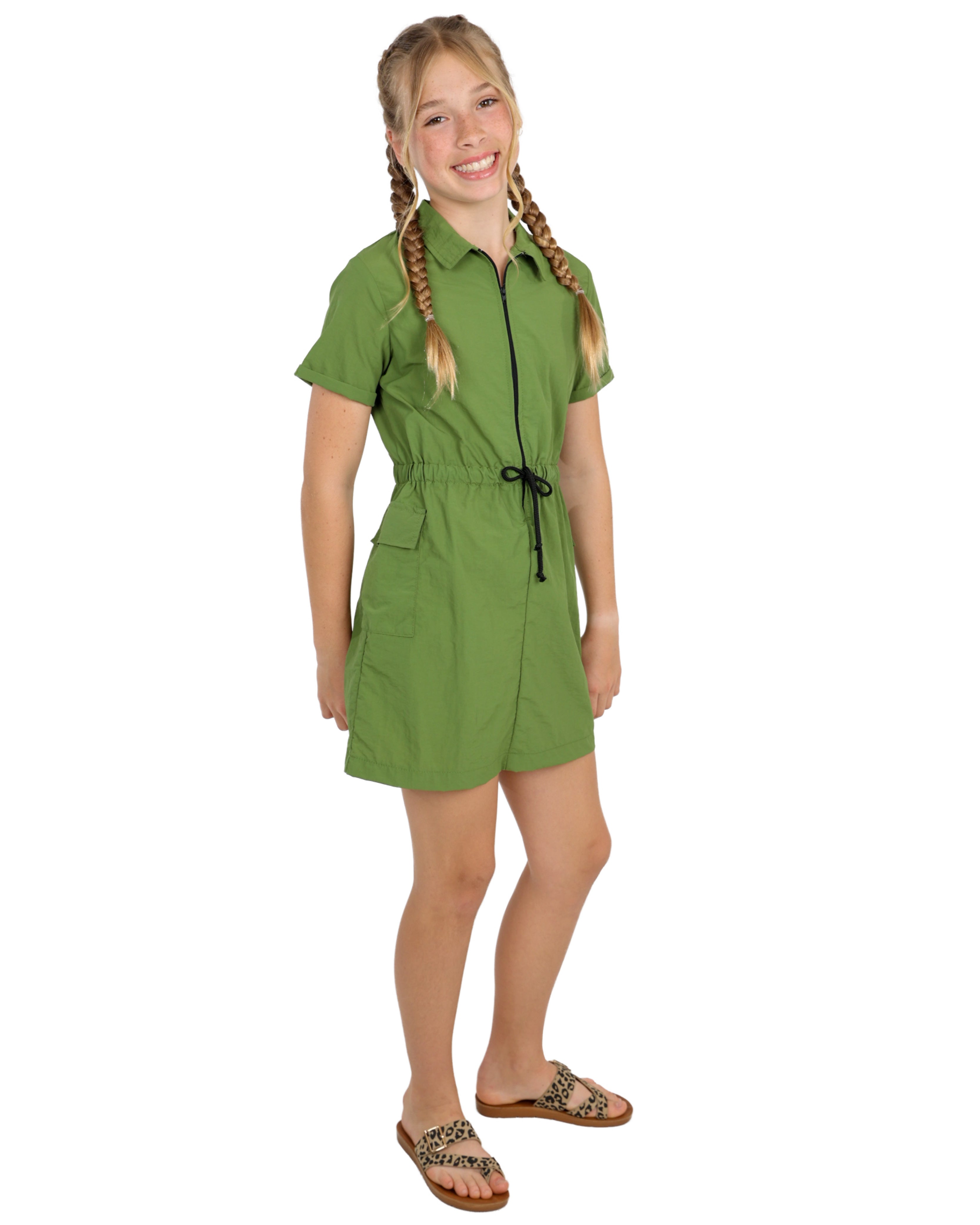 Short Sleeve Utility Style Cargo Dress