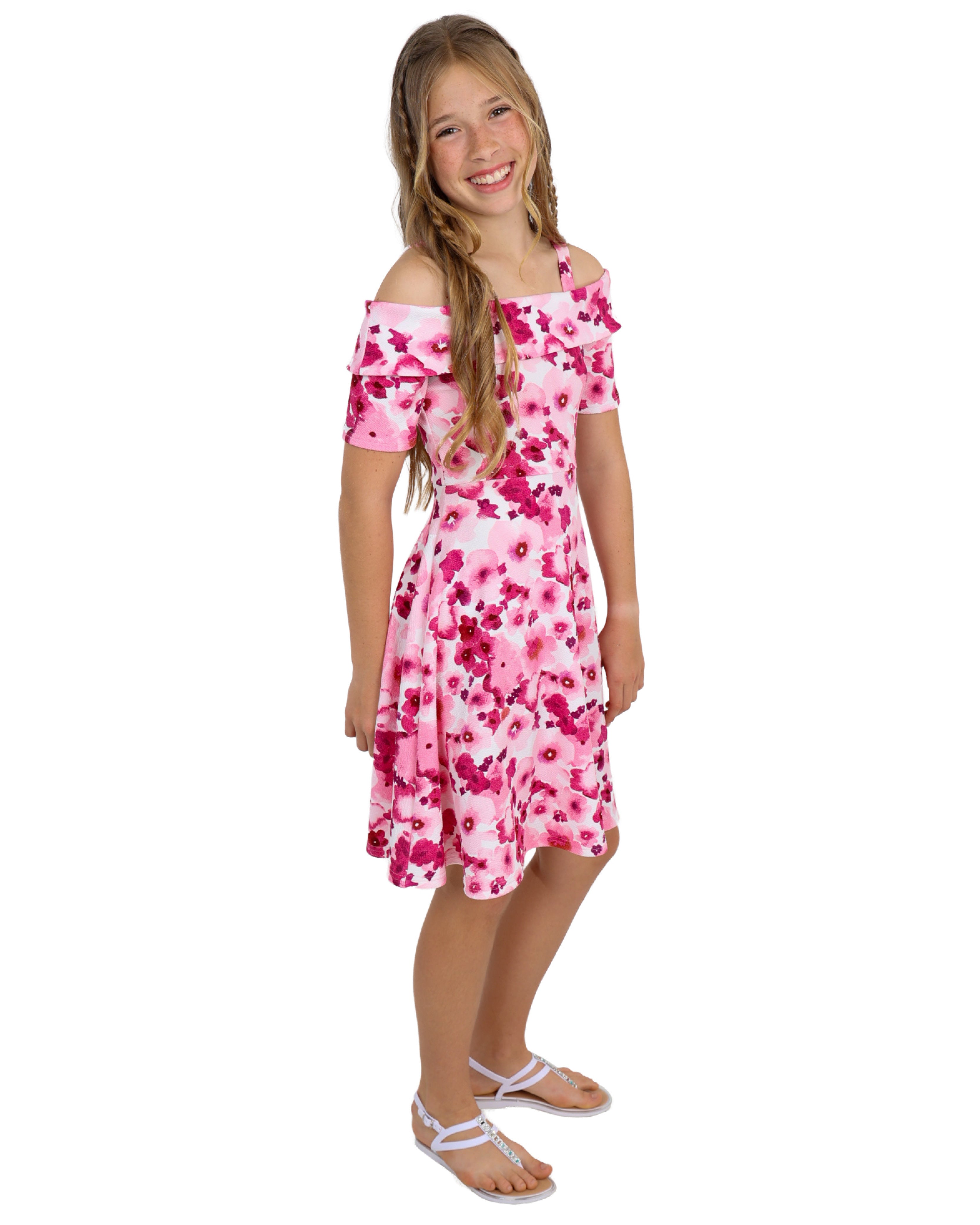 Cold Shoulder Floral Print Dress