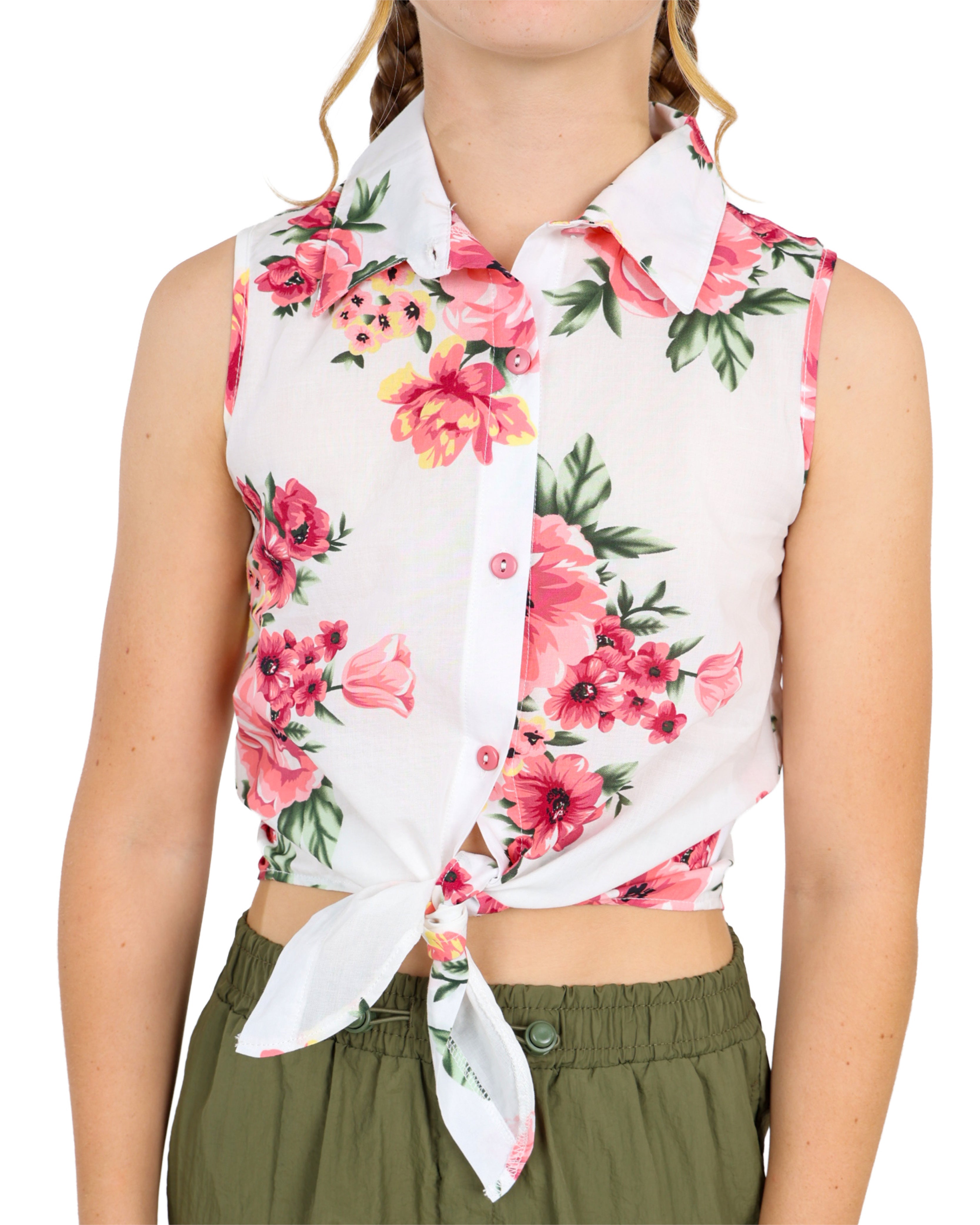 Floral Print Sleeveless Blouse