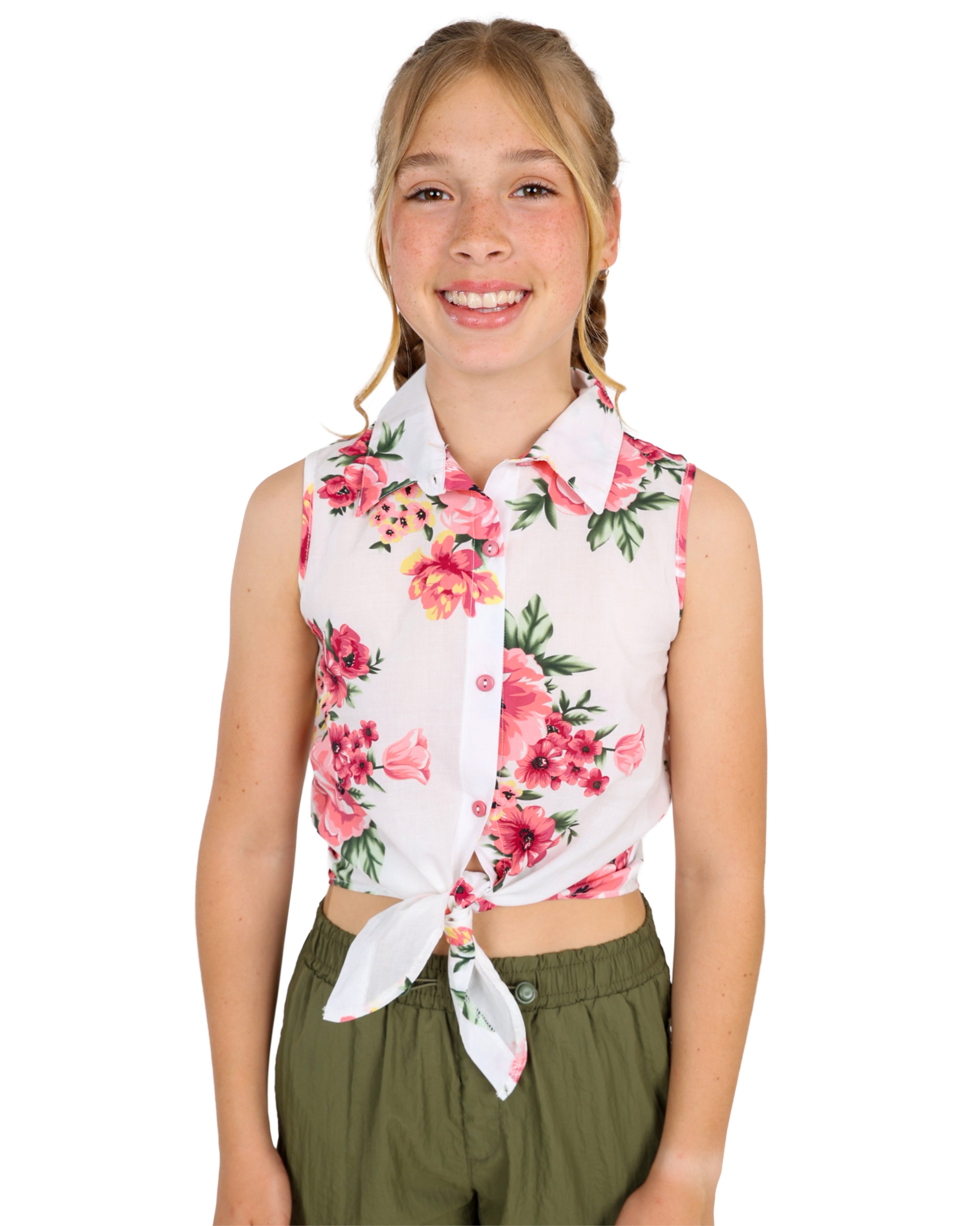 Floral Print Sleeveless Blouse