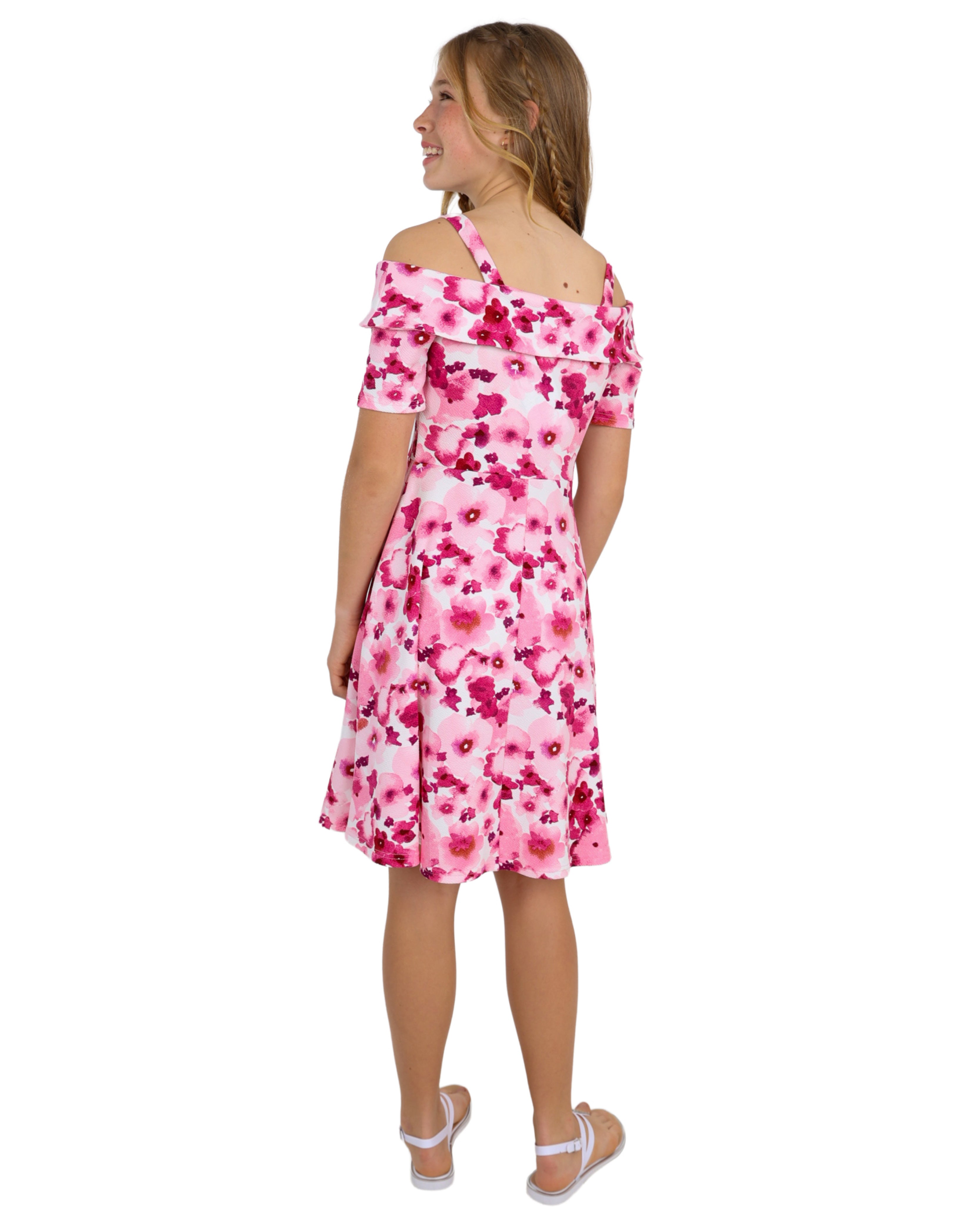 Cold Shoulder Floral Print Dress