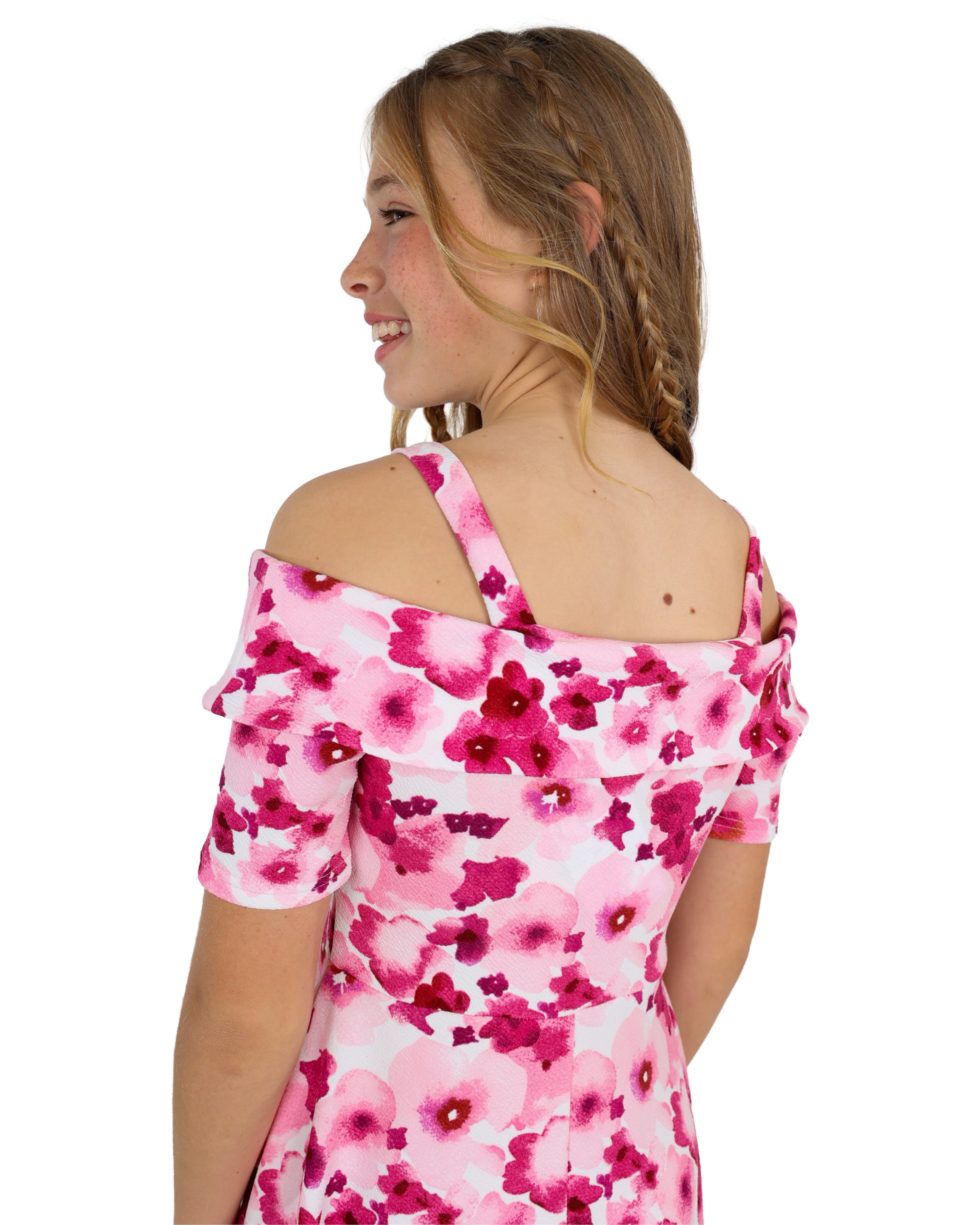 Cold Shoulder Floral Print Dress