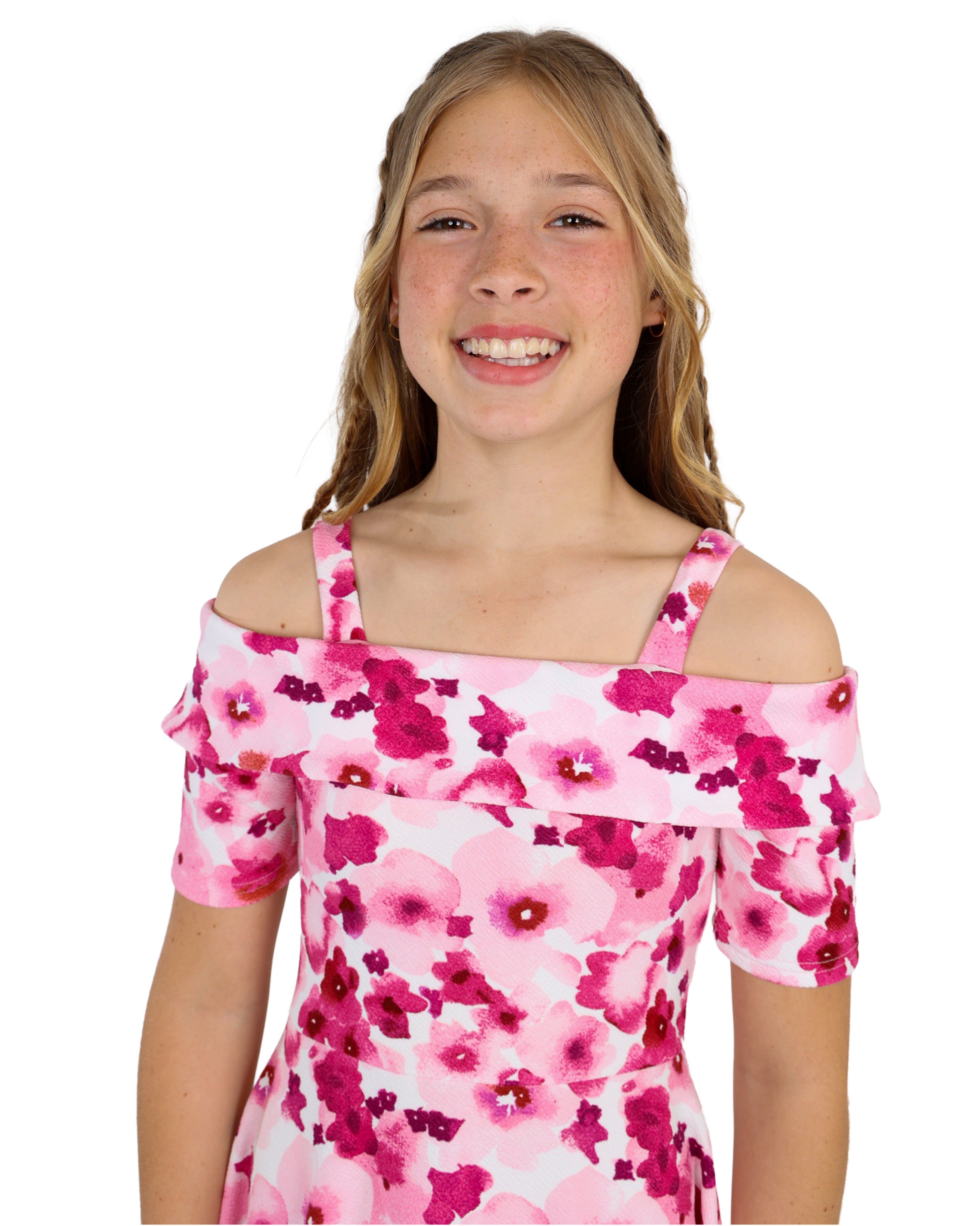 Cold Shoulder Floral Print Dress