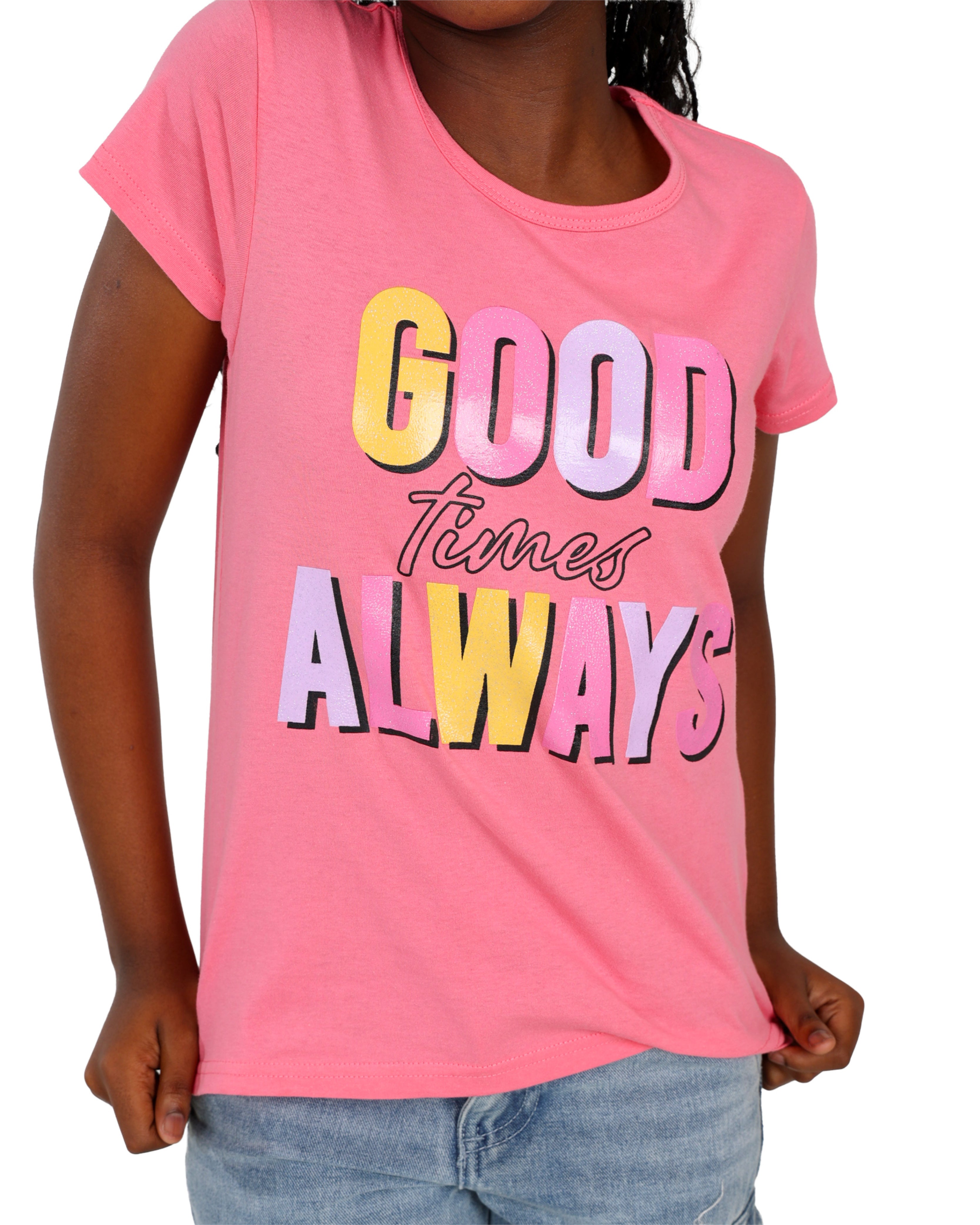 2 Pack Tropical Princess & Good Times Always Graphic Short Sleeve T-Shirts