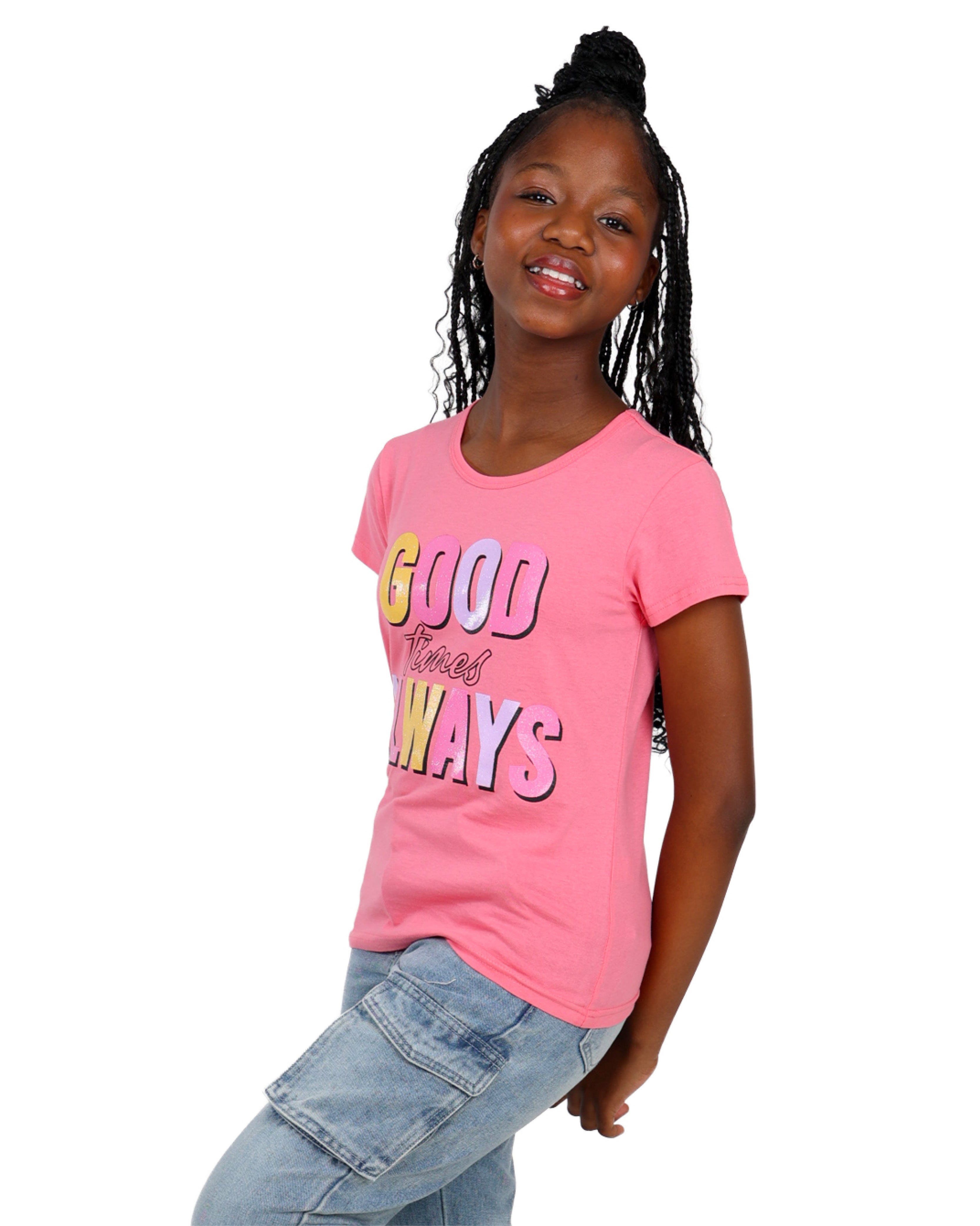 2 Pack Tropical Princess & Good Times Always Graphic Short Sleeve T-Shirts