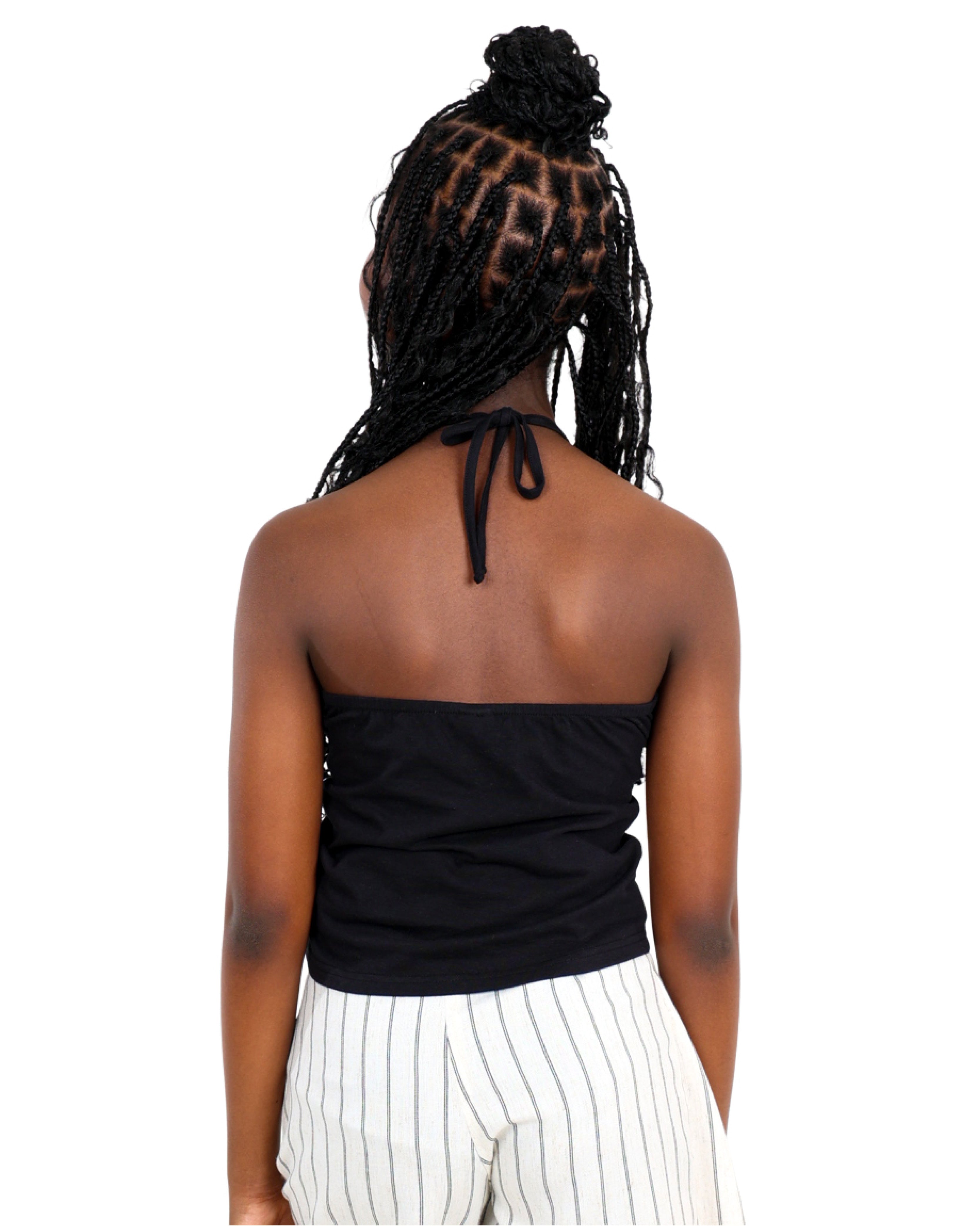 Black Boobtube Tie Up Top