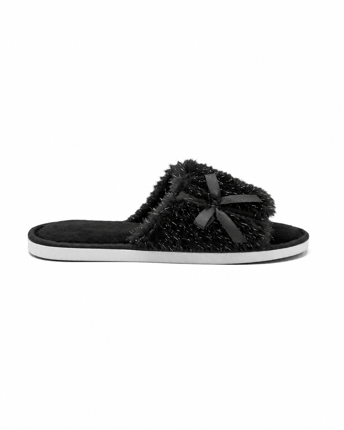Black Side Bow Band Slippers