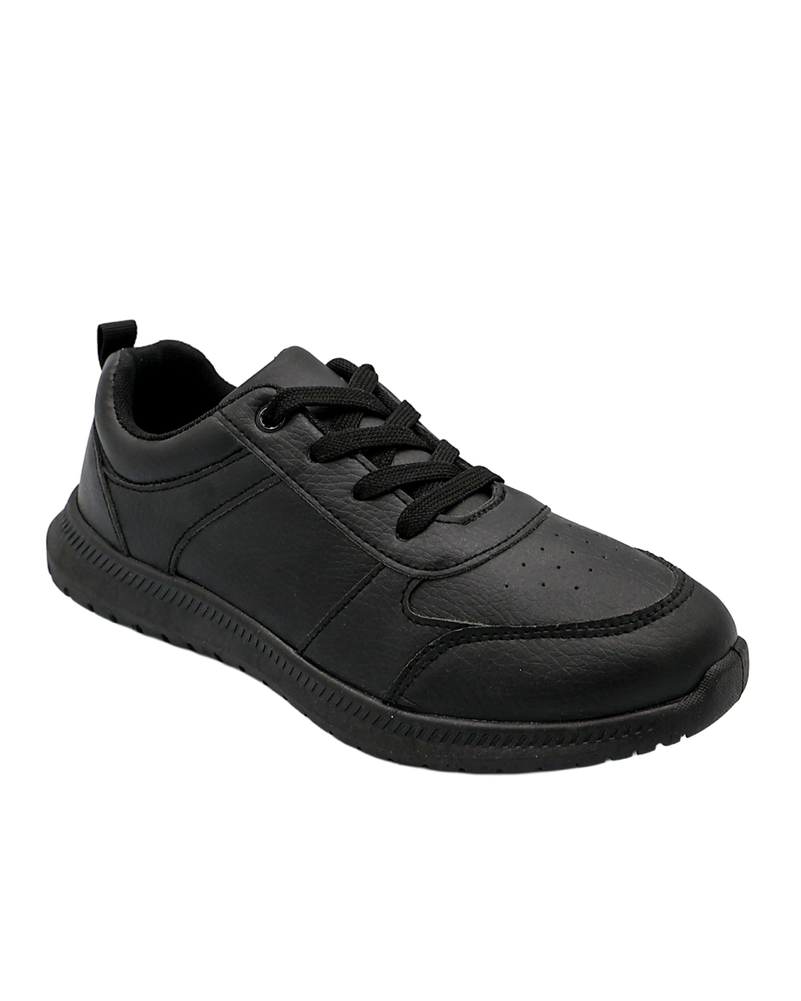 Boys Black Lace Up Basic Trainer