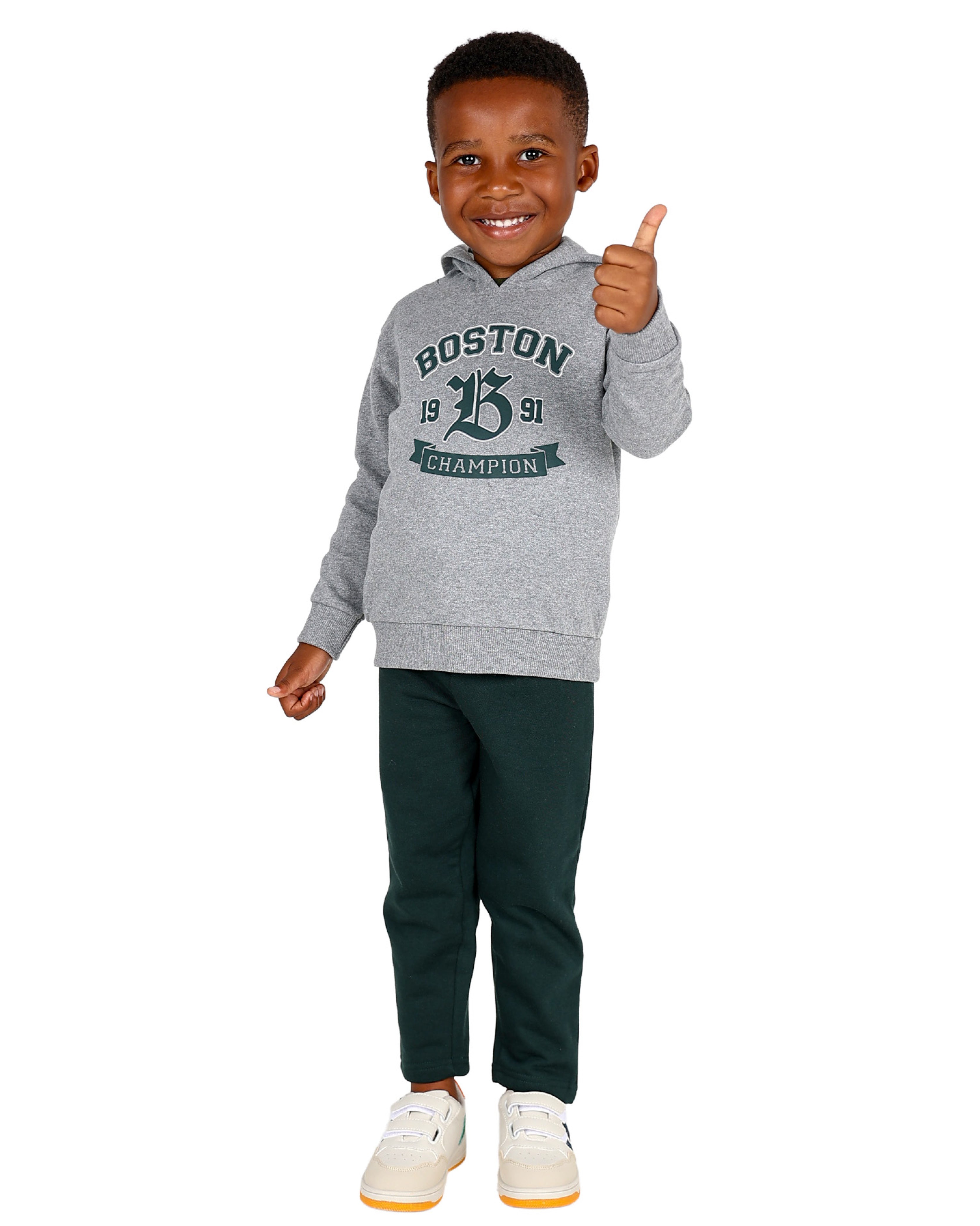 2 Pack Grey Boston Hoody & Green Sweatshirt