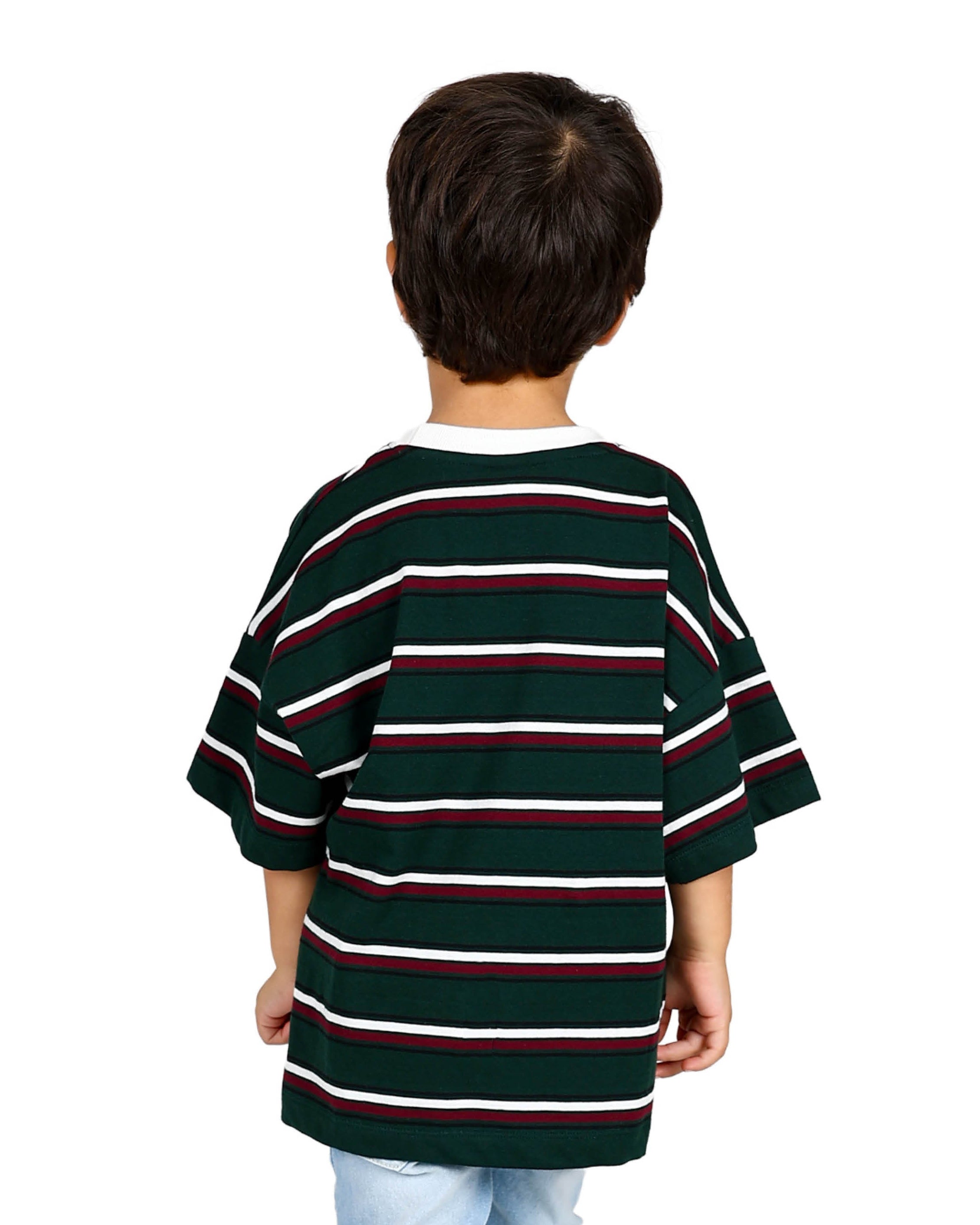 Short Sleeve Green Striped Oversized T-Shirt