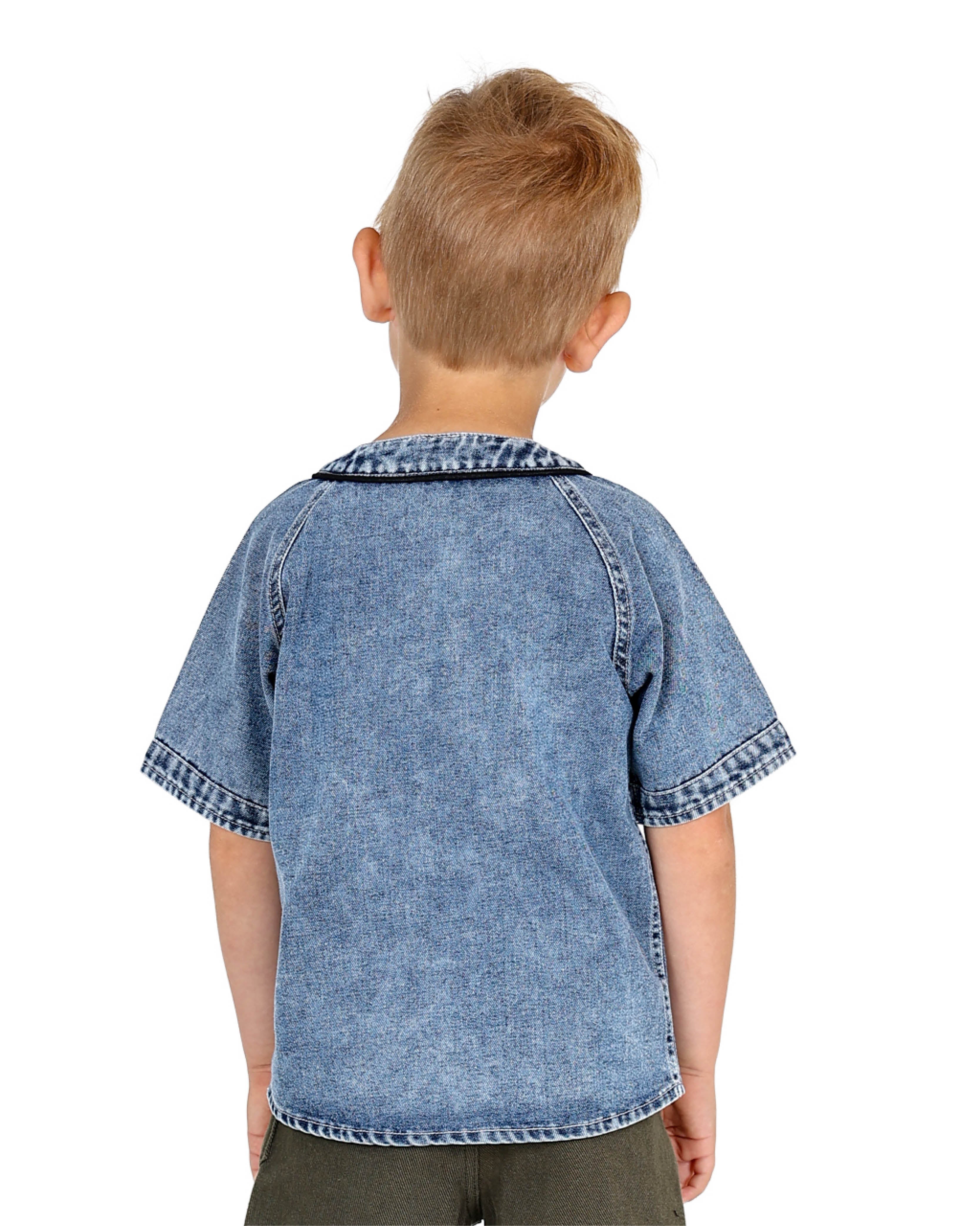 Short Sleeve Medium Indigo Baseball Shirt
