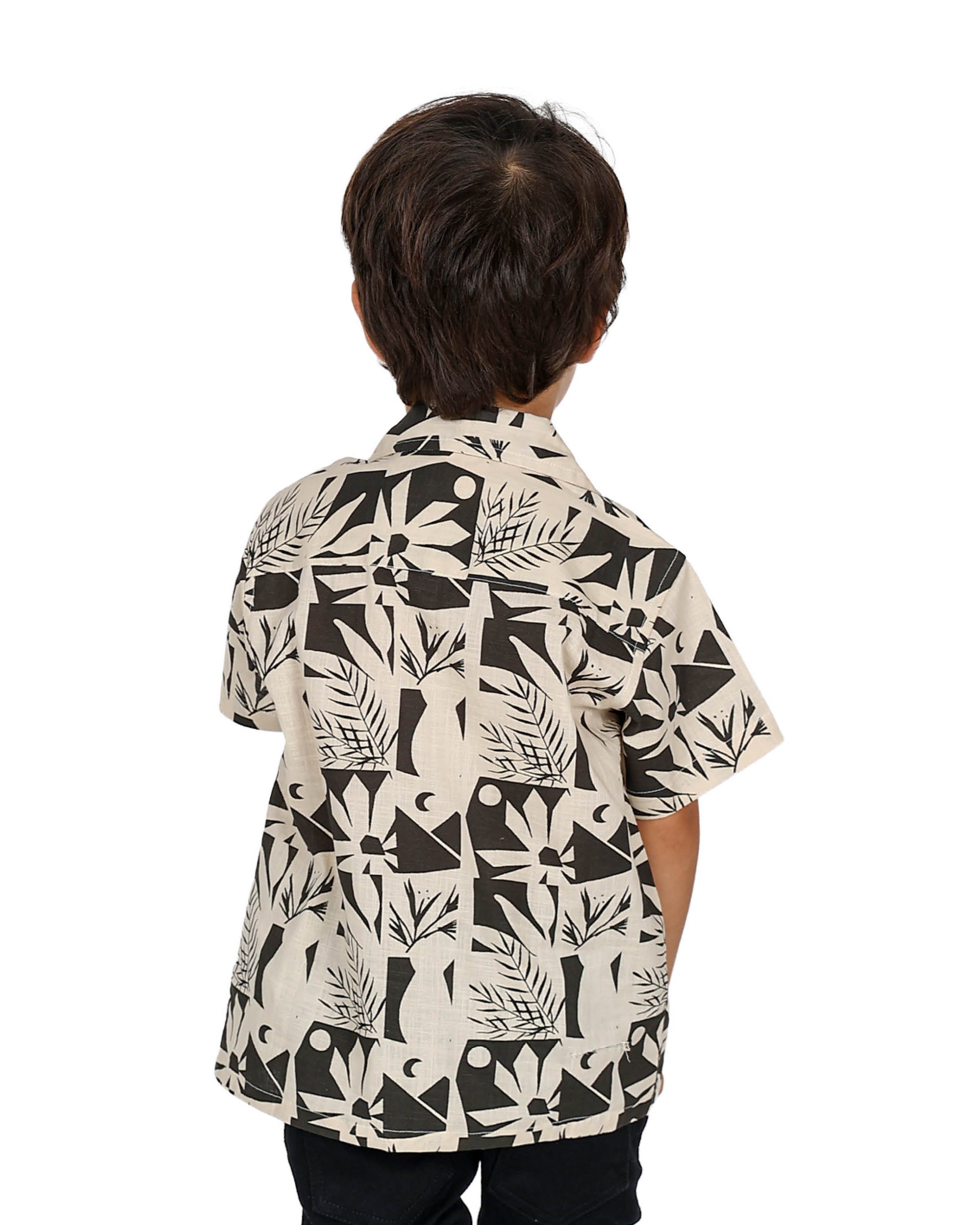 Short Sleeve Chocolate Floral Cuban Cotton Shirt