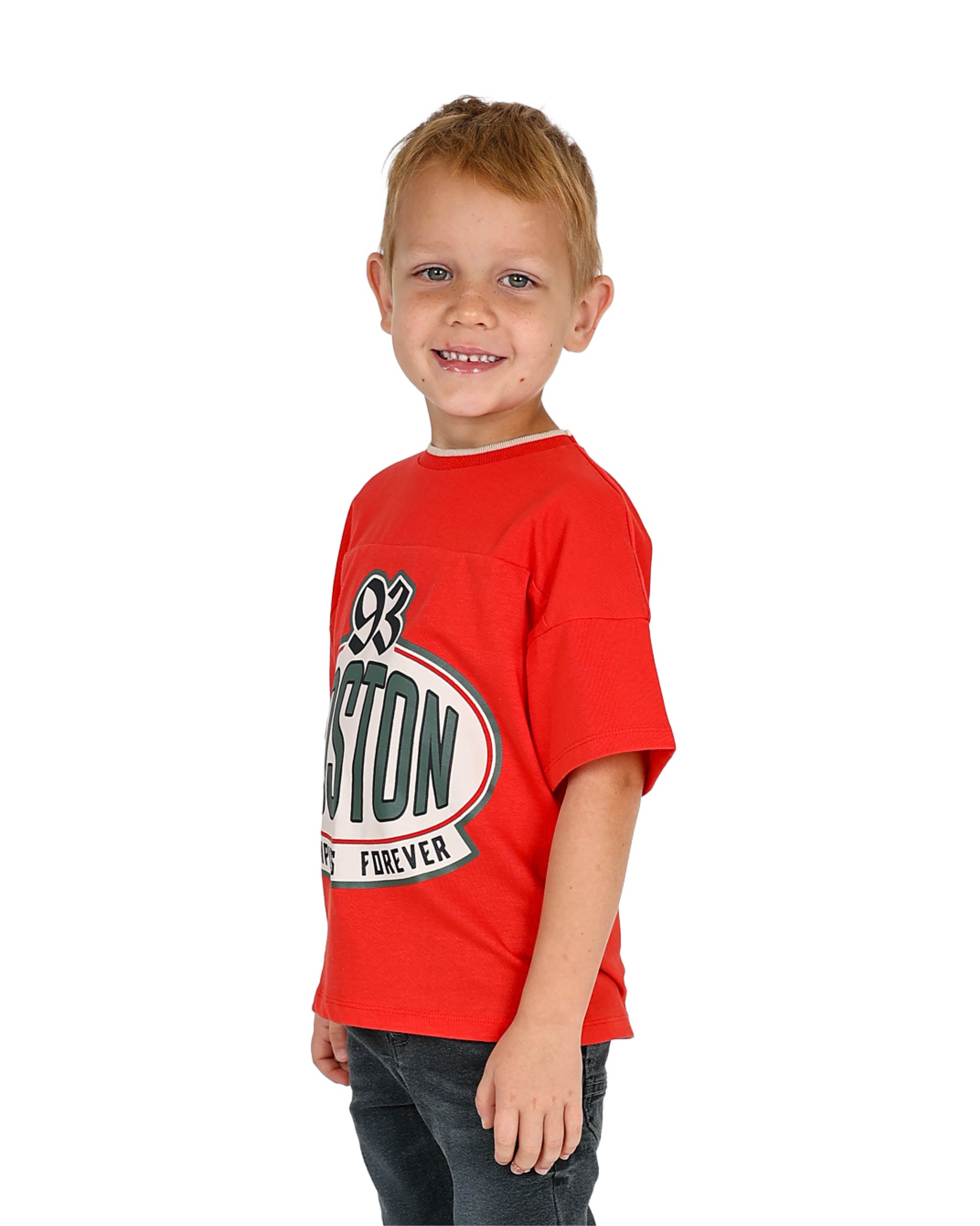 Short Sleeve Orange Boston 93 Graphic Cotton T-Shirt