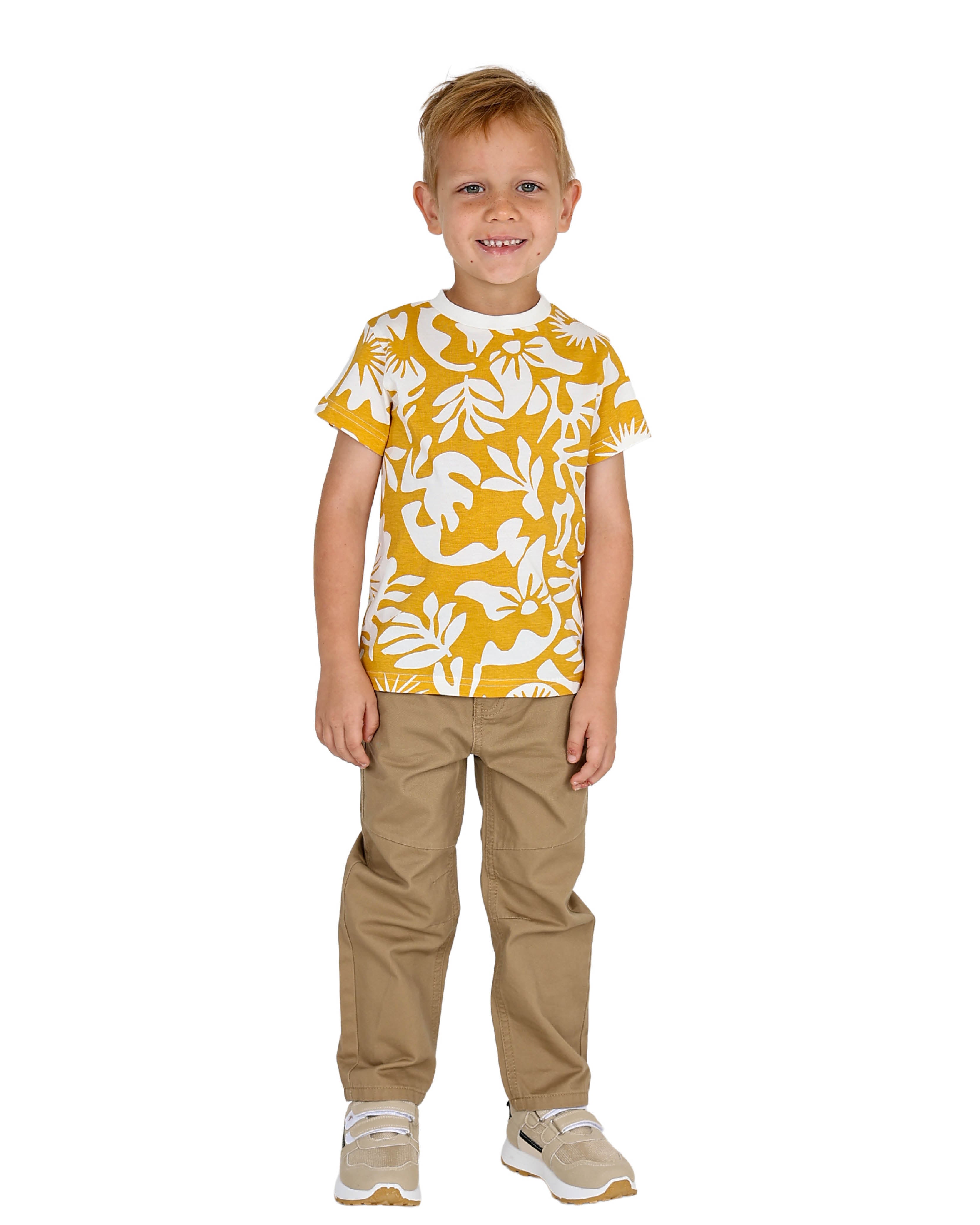Short Sleeve Mustard Floral Cotton T-Shirt