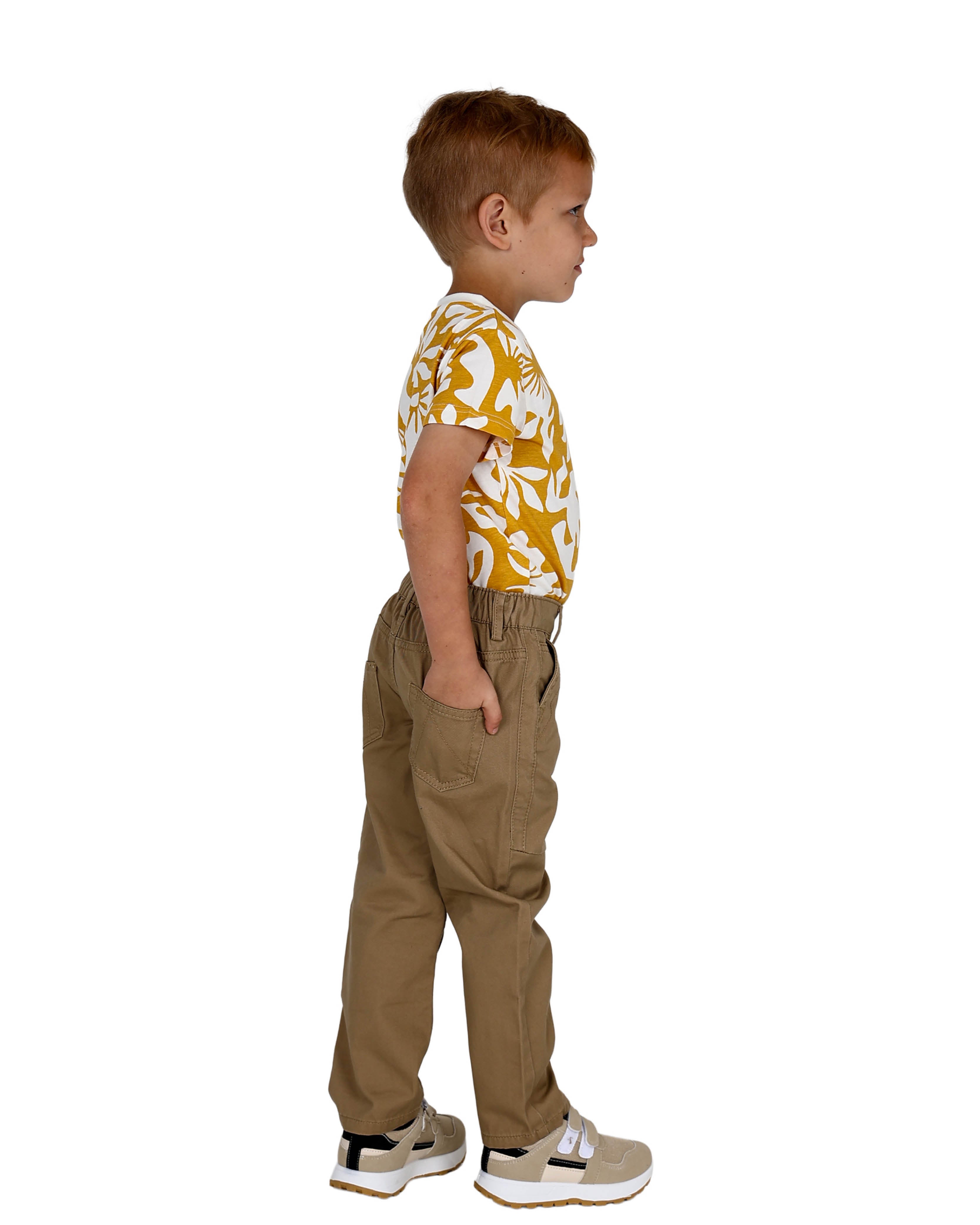 Khaki Relaxed Fit Cotton Pants