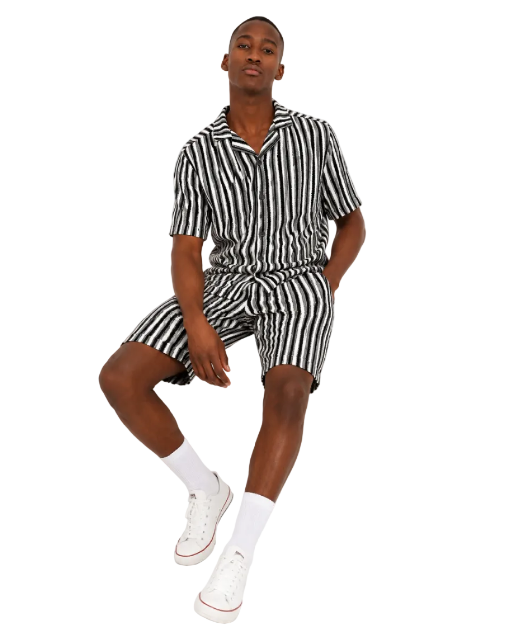 Funk Black Striped Crochet Shorts