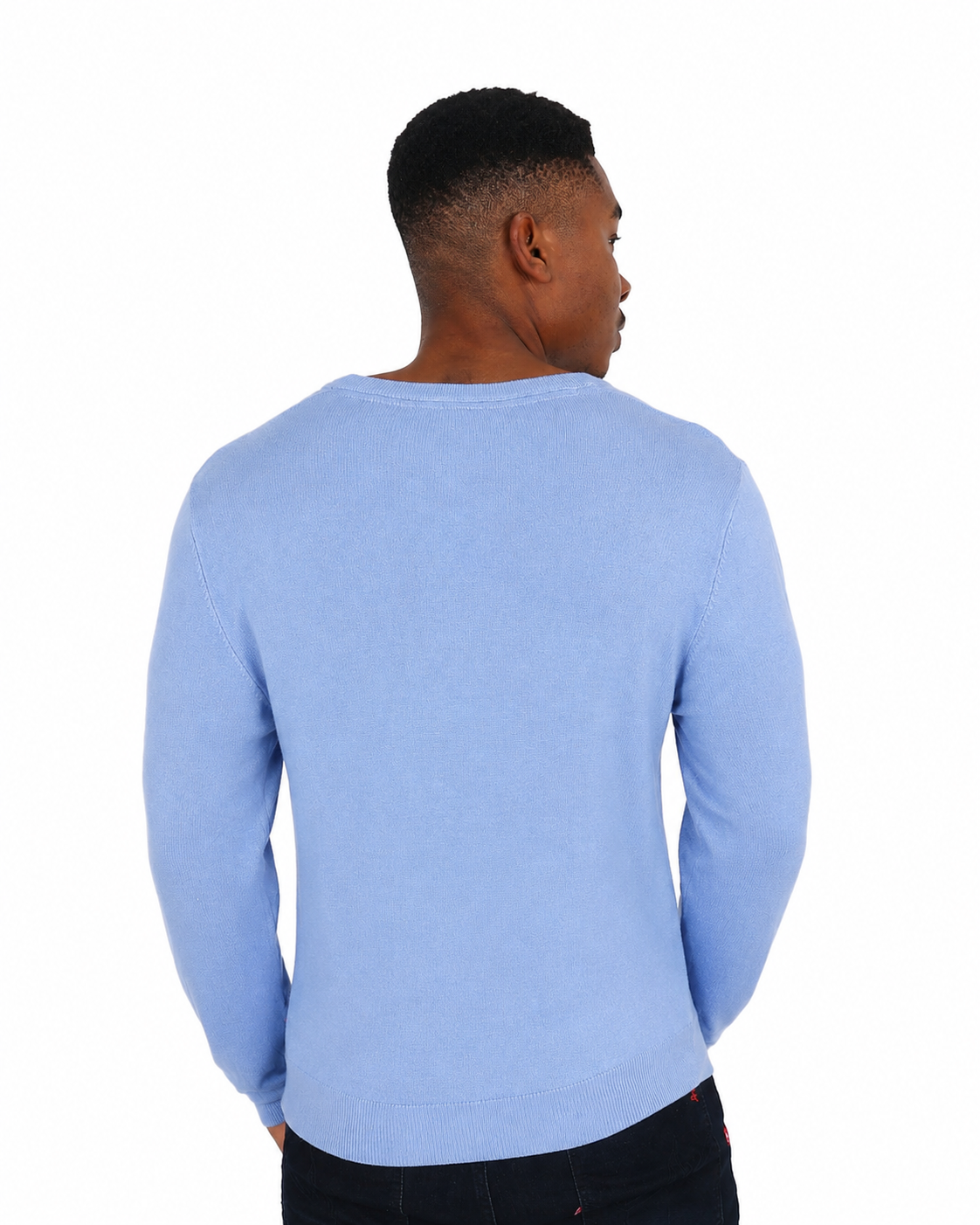 Funk Long Sleeve Blue Knitted V-Neck Pullover