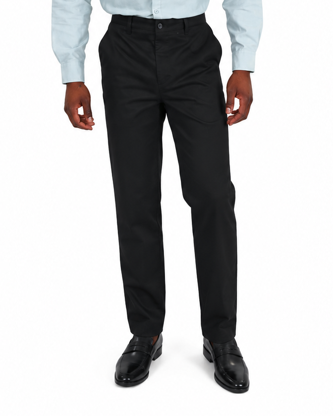 Straight Fit Black Cotton Chino