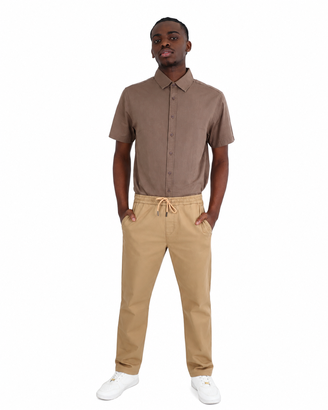 Camel Elasticated Waist Open Hem Pants