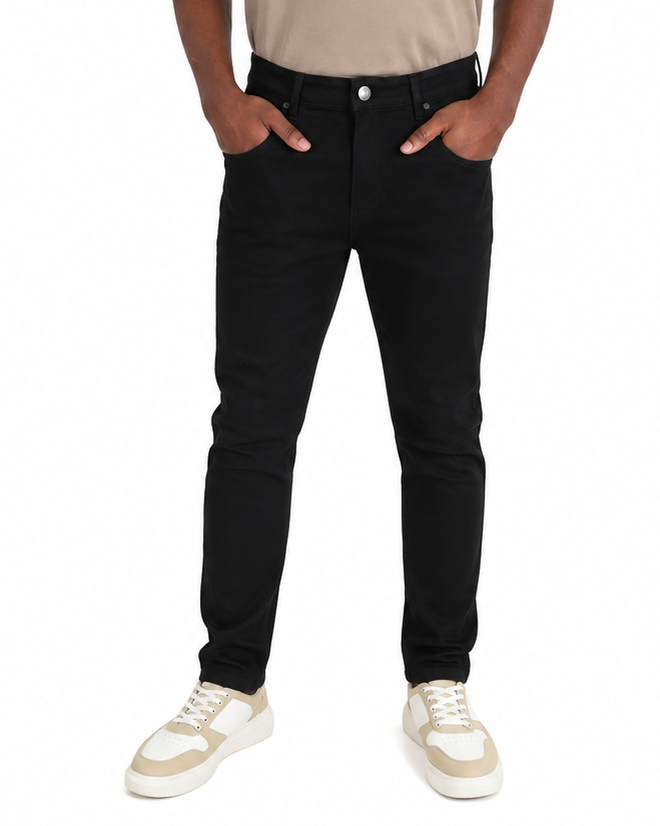 Black Slim Fit Tapered Stretch Jeans