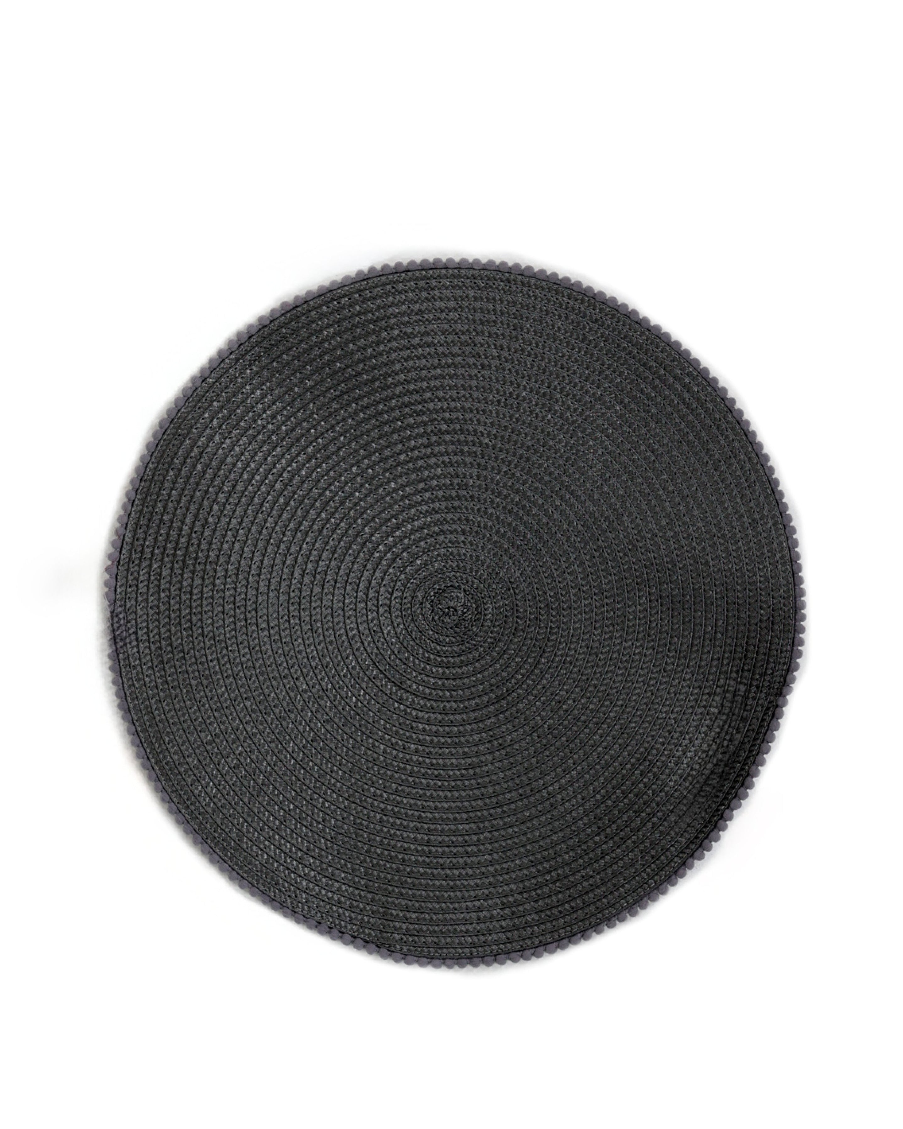 Grey Spiral Bobble Trim Placemat