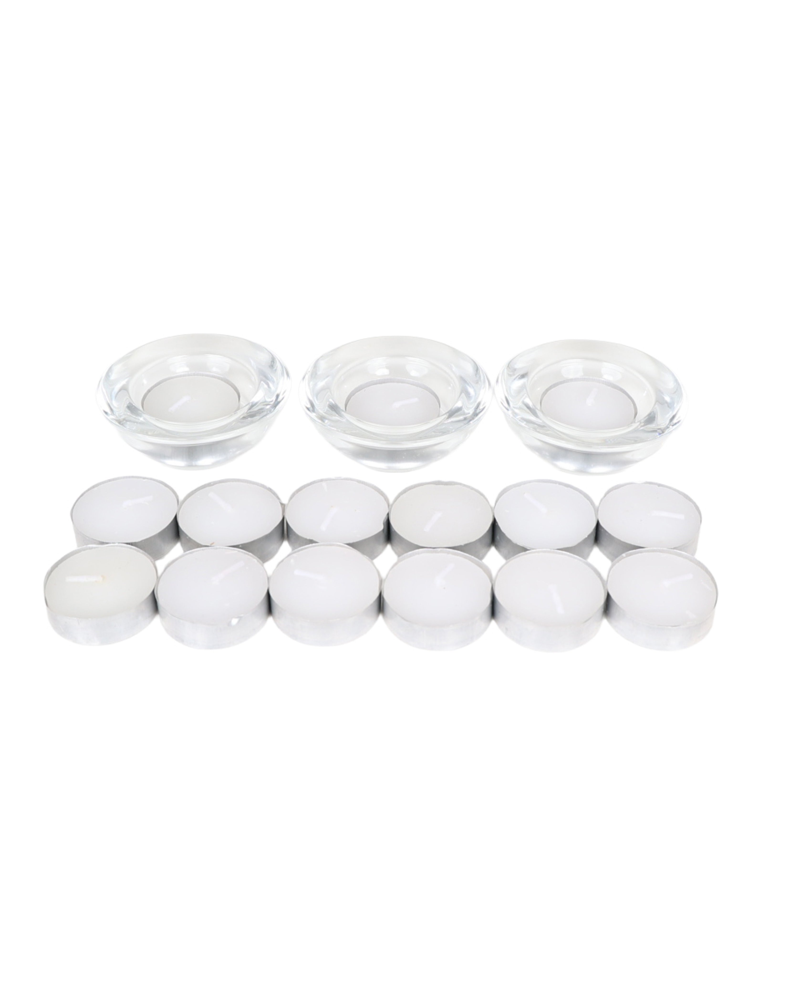 Glass Tealight Holder & Tealights White