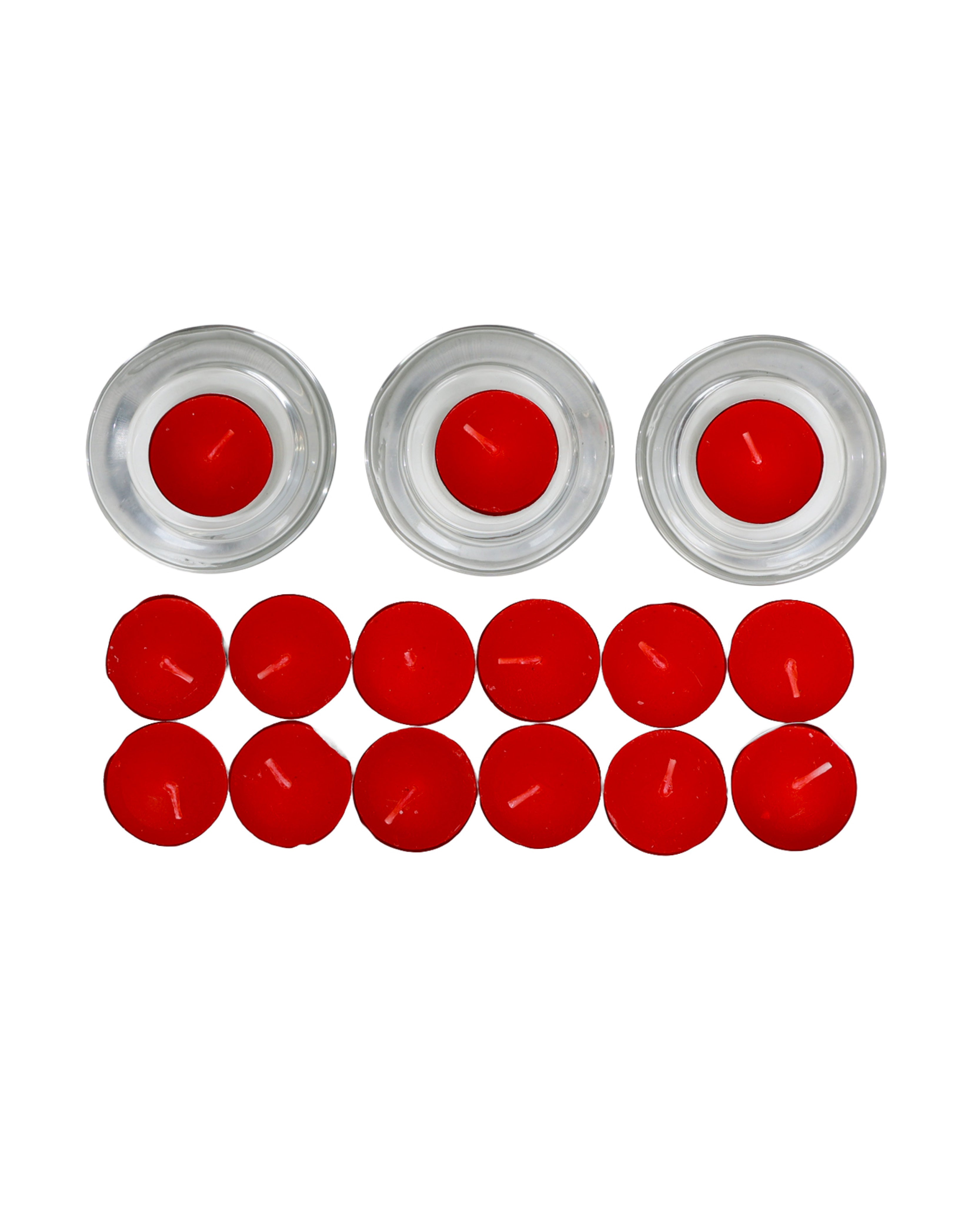 Glass Tealight Holder & Tealights Red