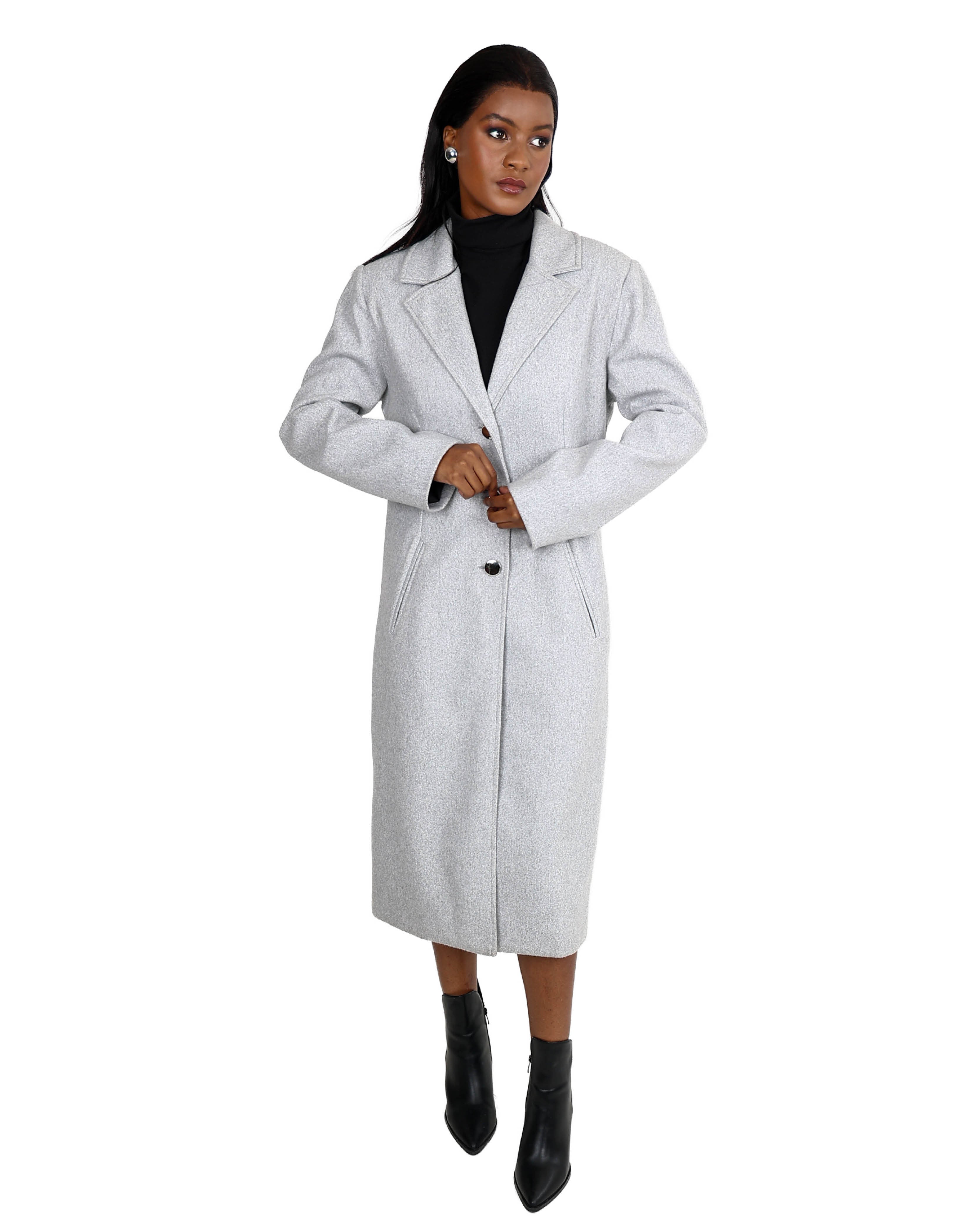Light Grey Longer Length Melton Coat