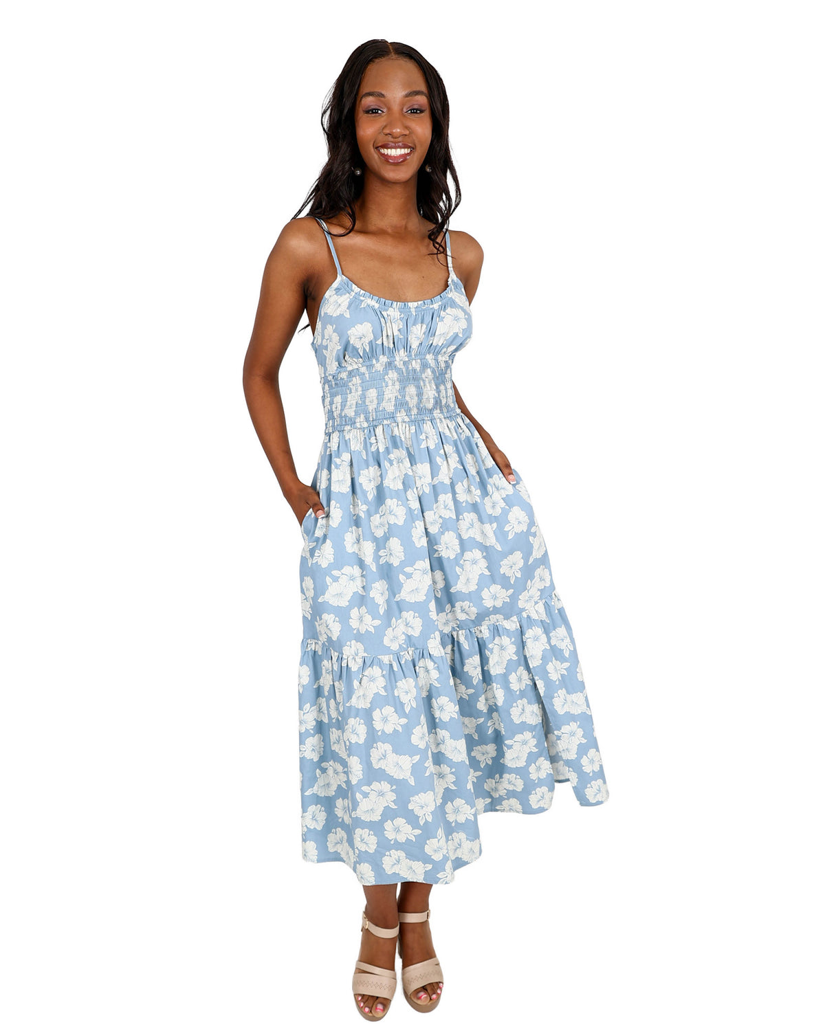 Strappy Floral Print Midi Dress