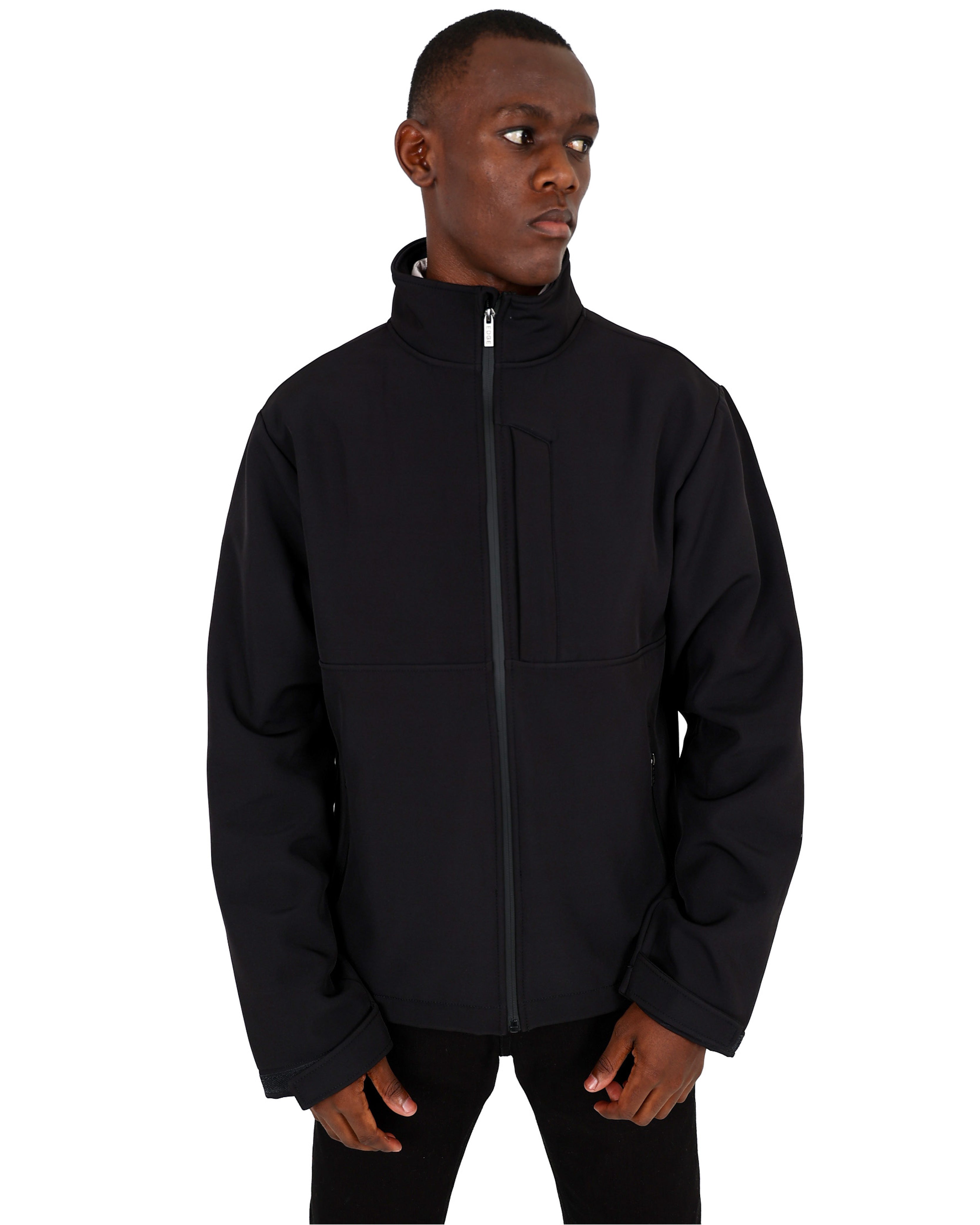 Black Softshell Bonded Fleece Zip Up Jacket