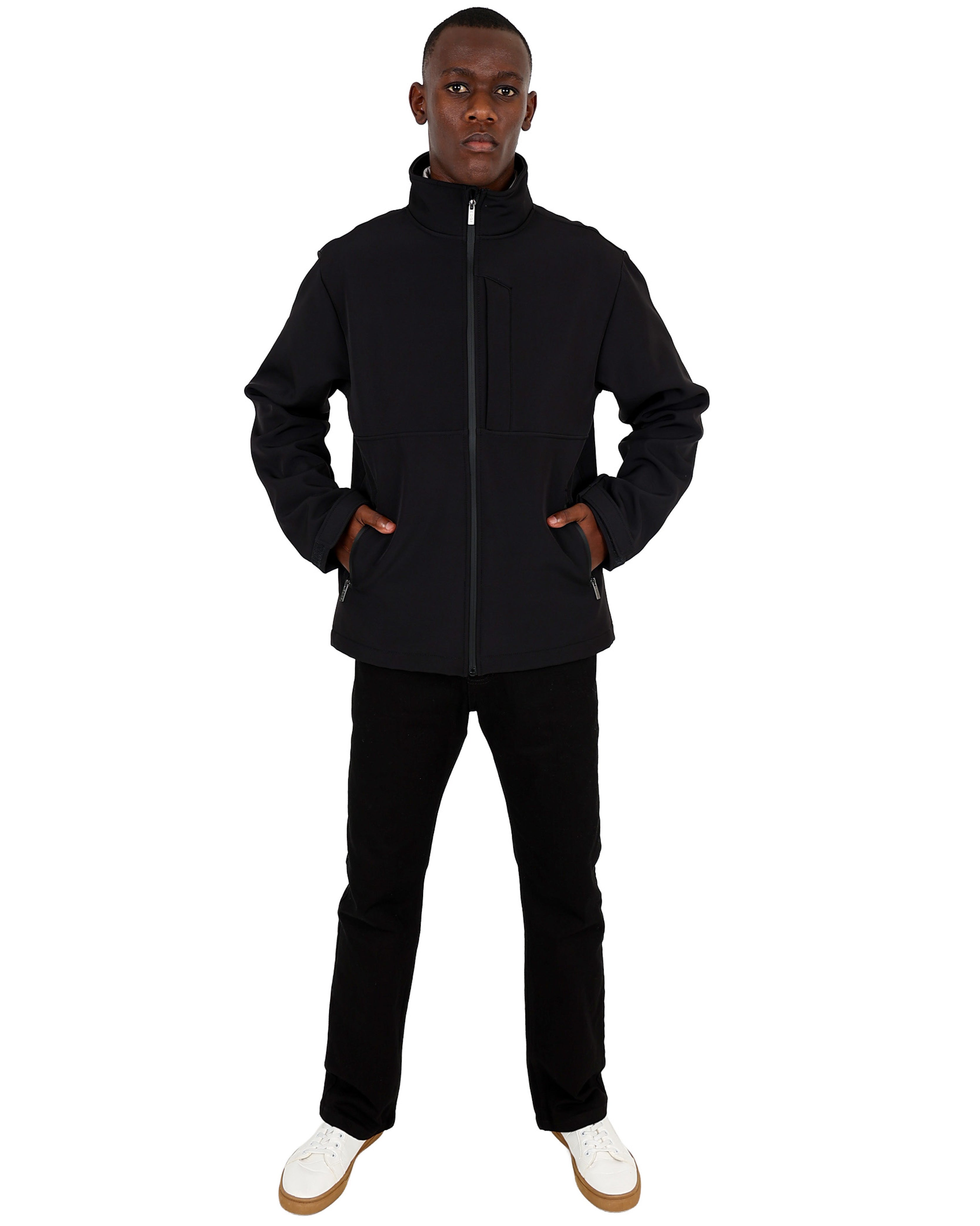Black Softshell Bonded Fleece Zip Up Jacket