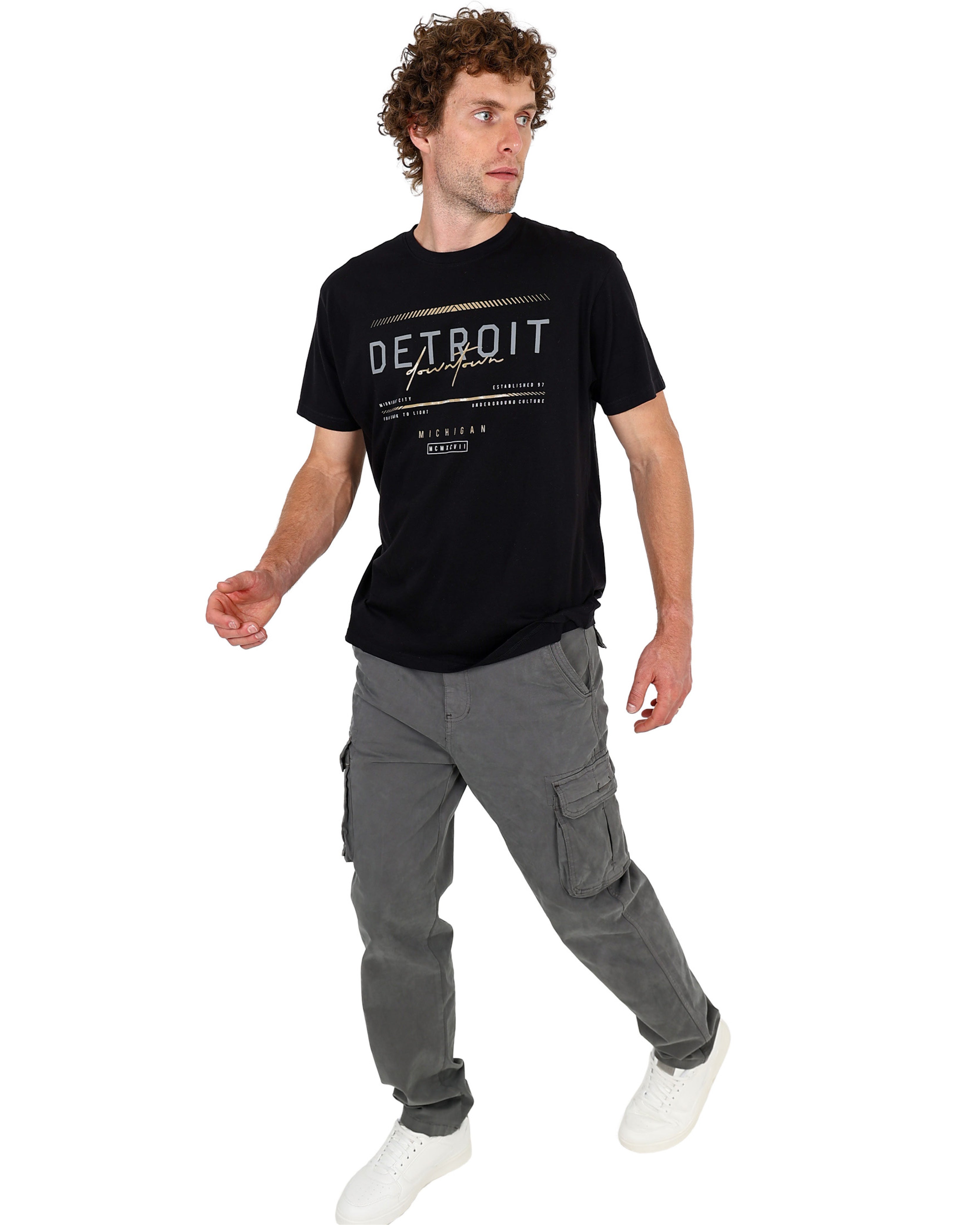 Short Sleeve Black "Detroit" Graphic T-Shirt