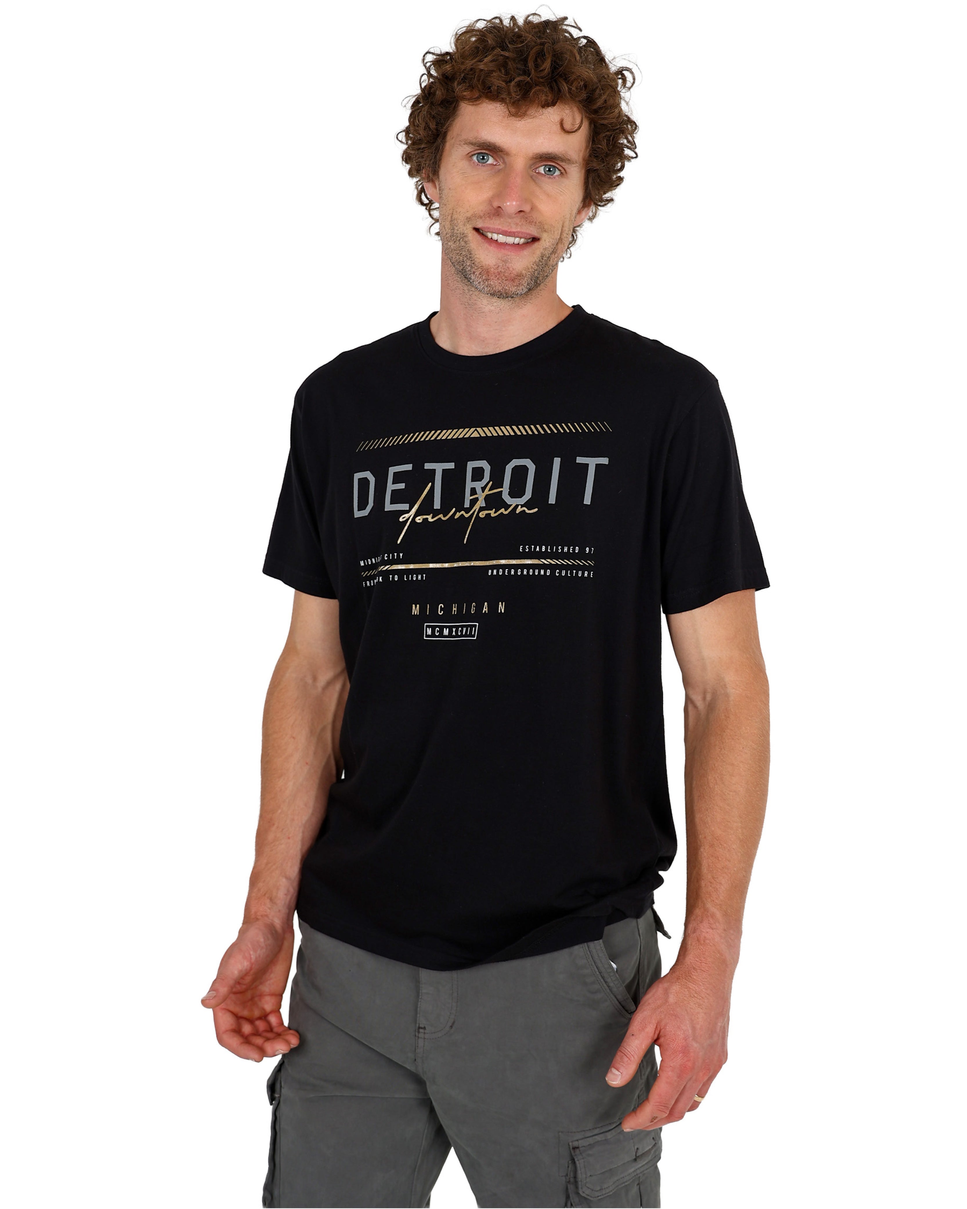 Short Sleeve Black "Detroit" Graphic T-Shirt