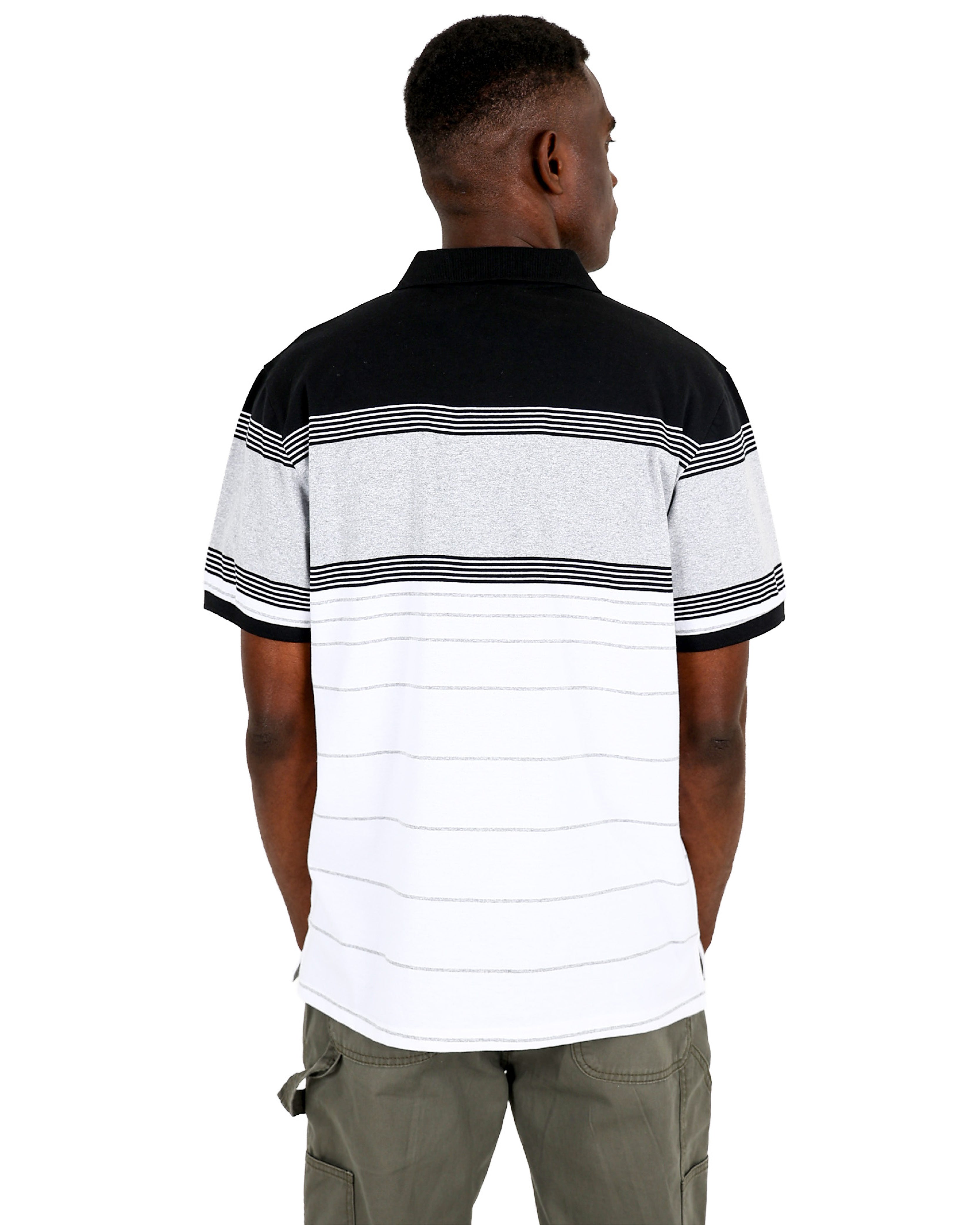 Short Sleeve Black & White Yarn Dyed Golfer