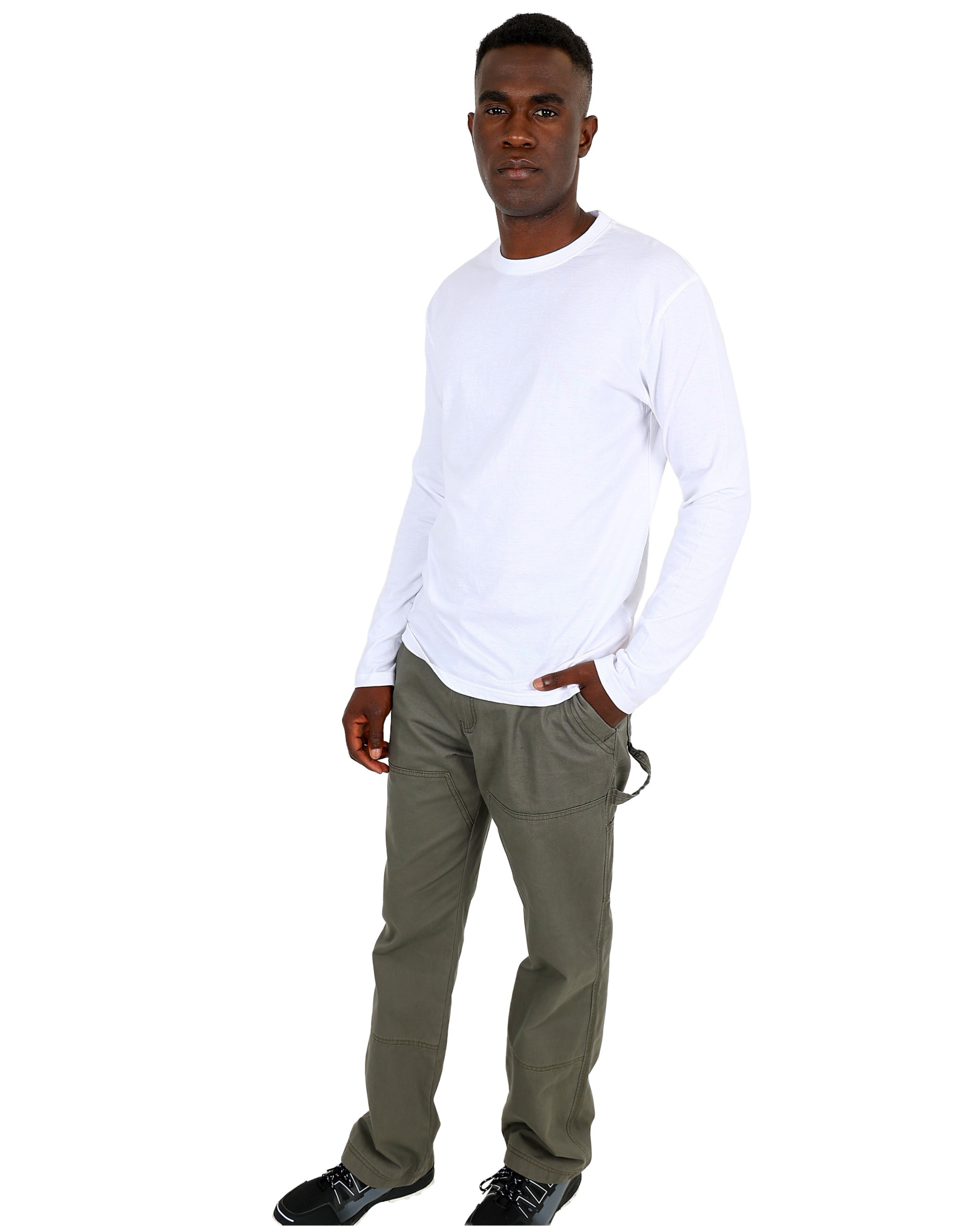 White Long Sleeve Cotton Blend T-Shirt