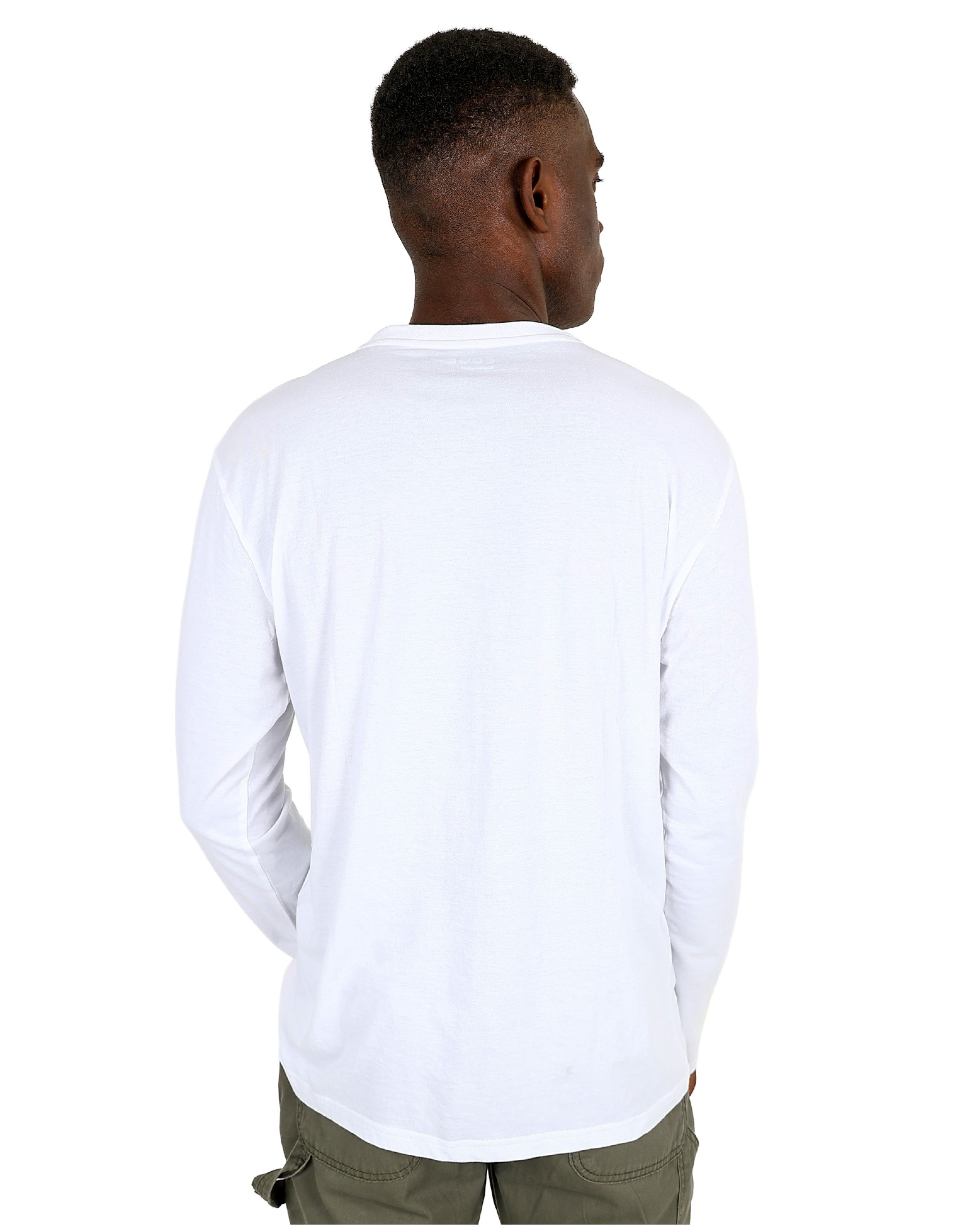 White Long Sleeve Cotton Blend T-Shirt