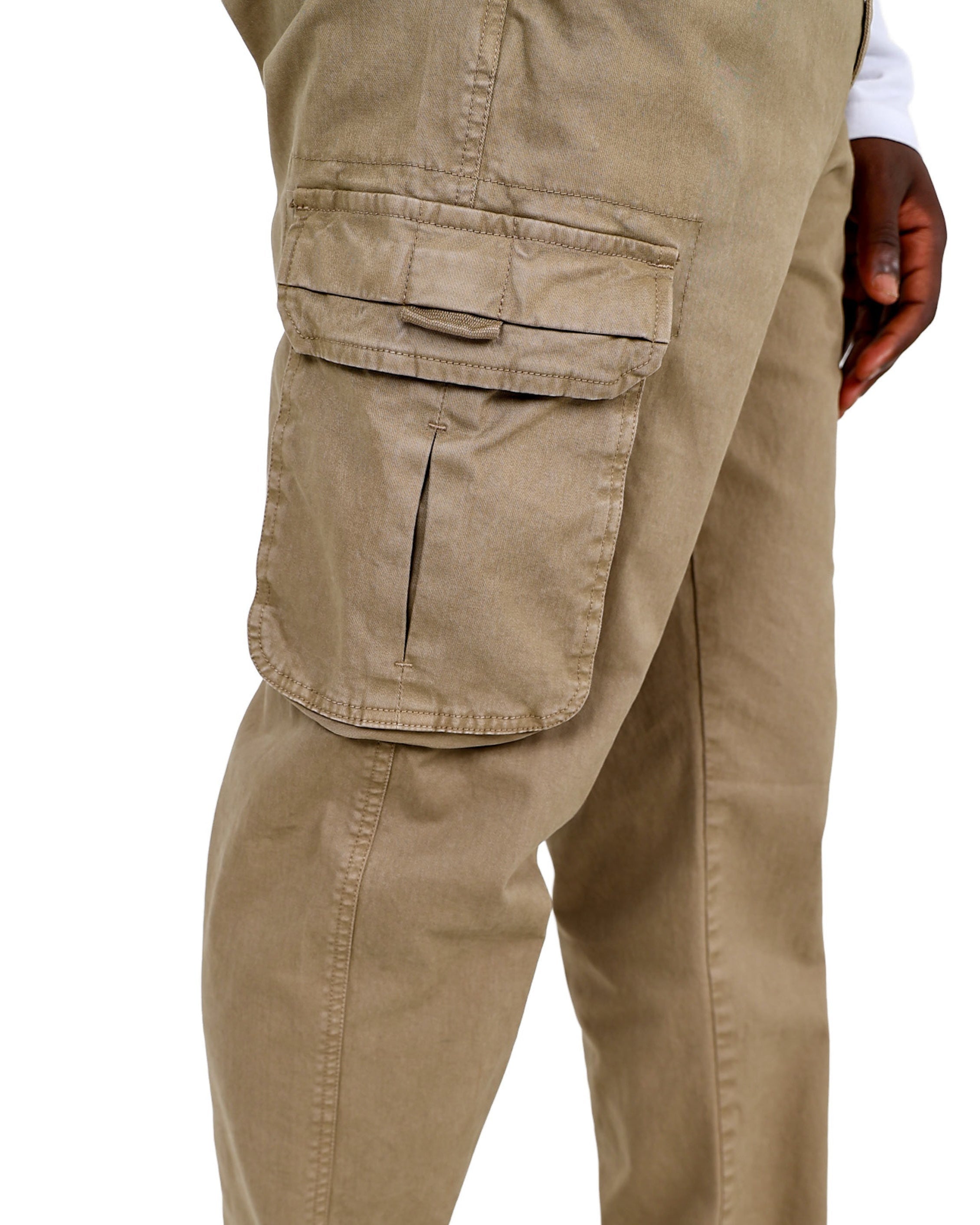 Regular Fit Khaki Cargo Cotton Pant
