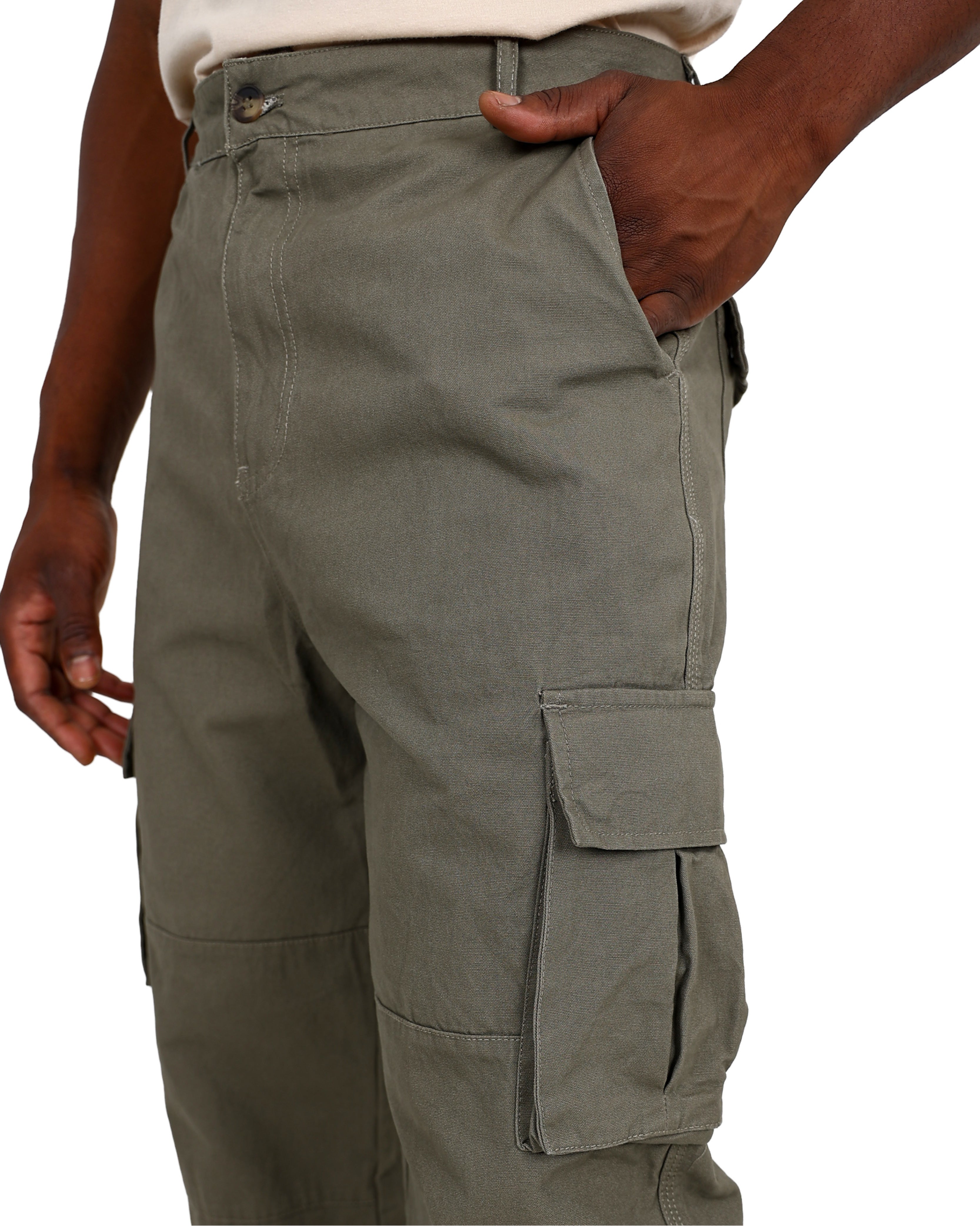 Regular Fit Olive Cotton Cargo Pants
