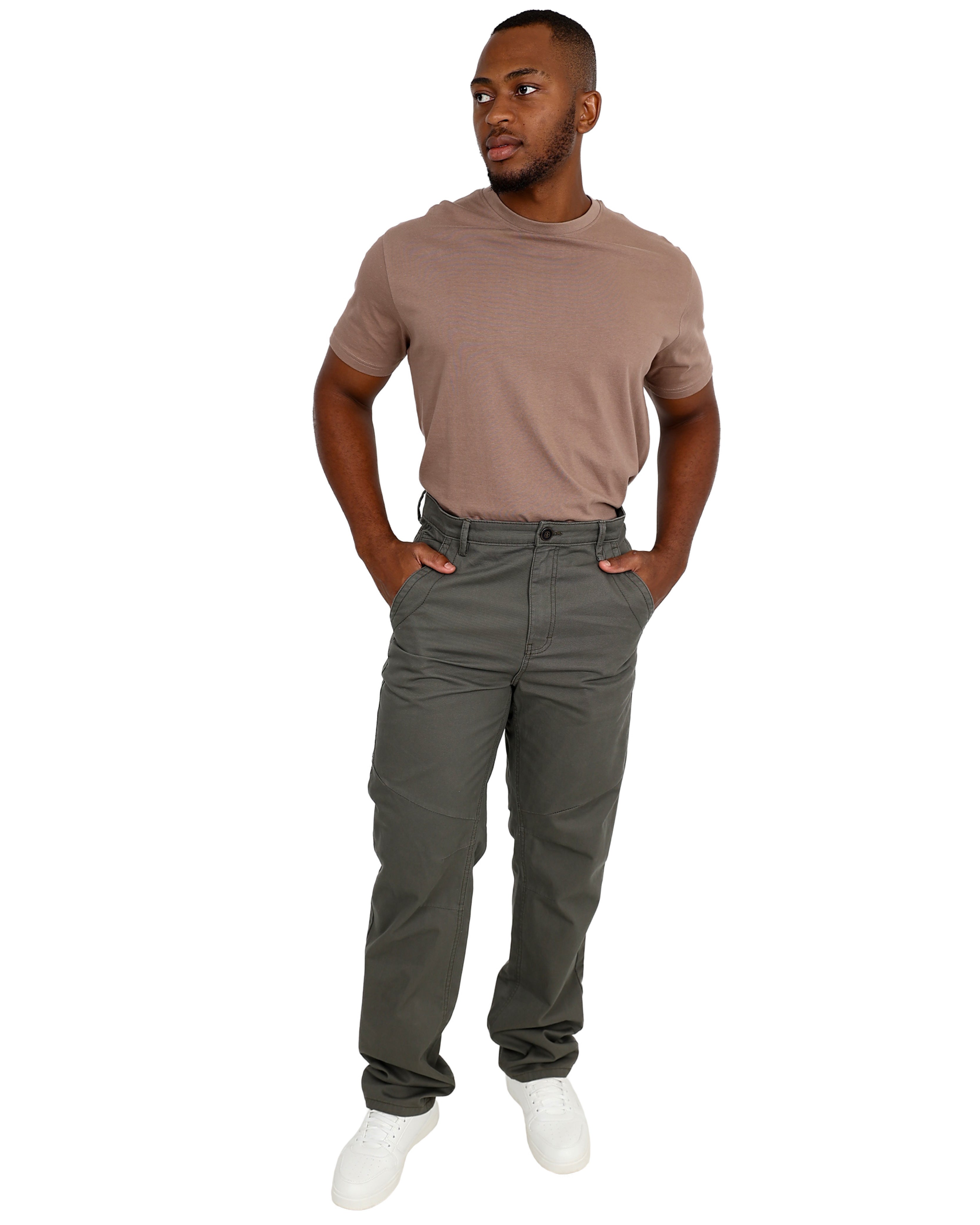 Olive Casual Straight Leg Cotton Pant